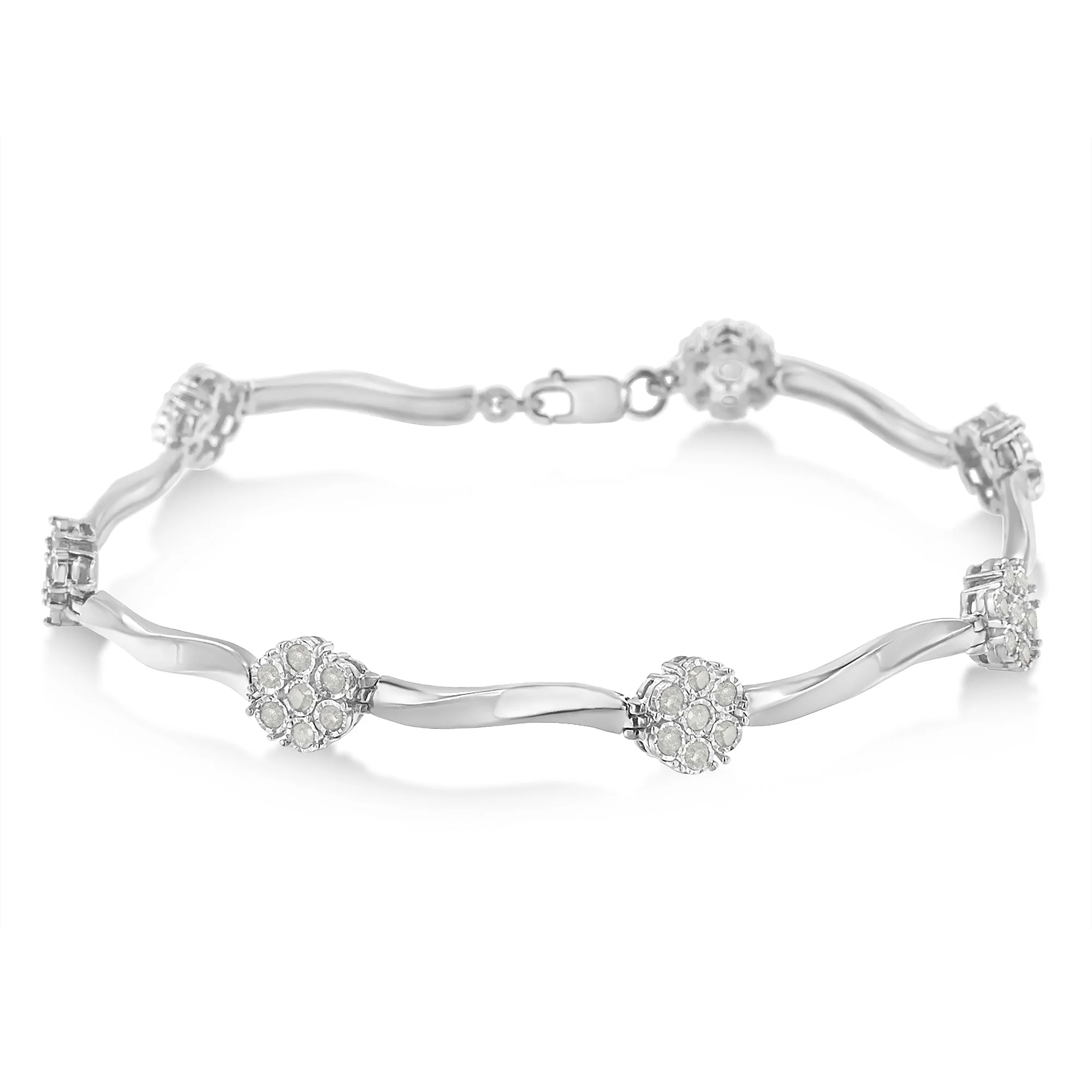 Sterling Silver Diamond Link Bracelet (1 cttw, H-I Color, I1-I2 Clarity) - Image 2