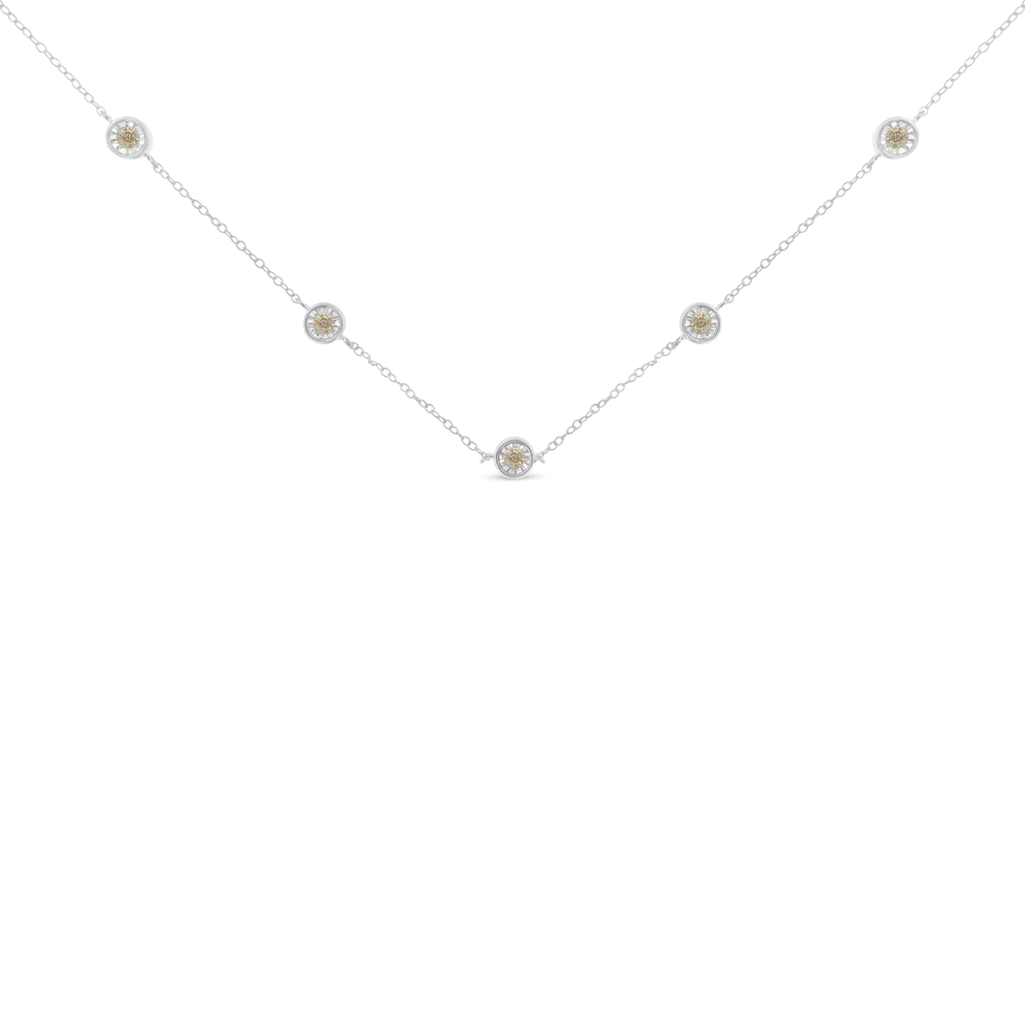 Sterling Silver Diamond Station Necklace (1/2 cttw, I-J Color, I1-I2 Clarity) - Image 2