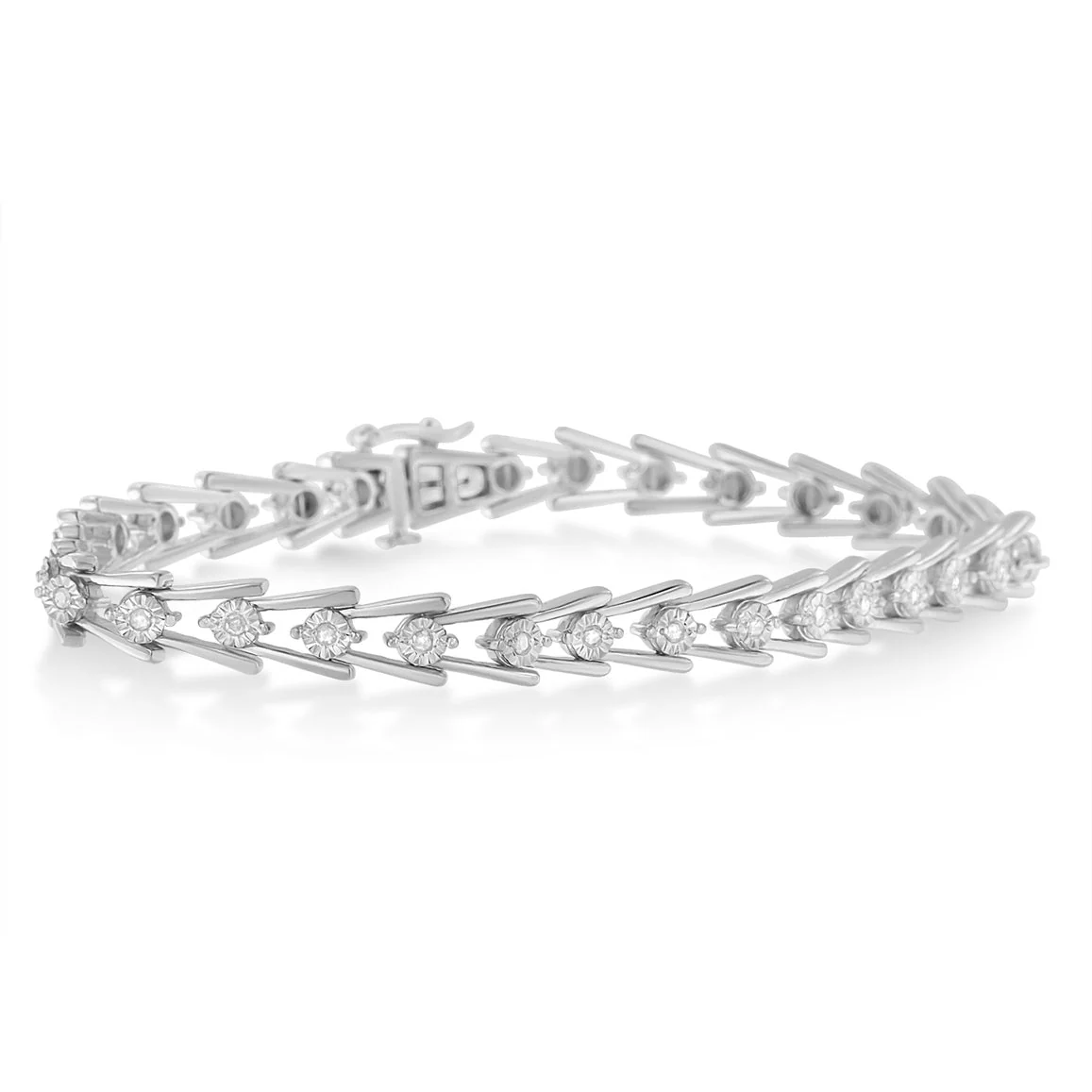 Sterling Silver Diamond Wave-Style Link Bracelet (0.5 cttw, I-J Color, I3 Clarity) - Image 3