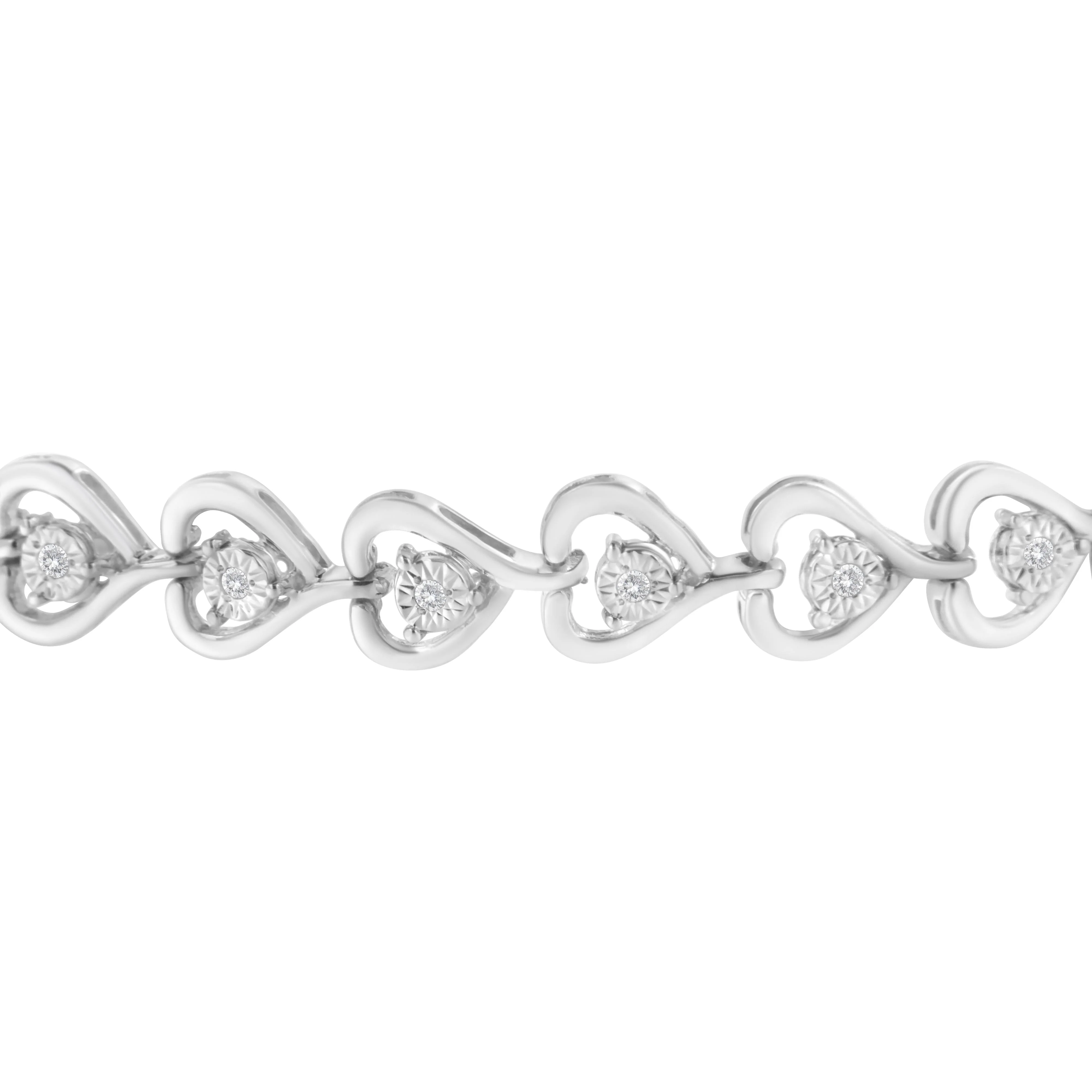 Sterling Silver Diamond Woven Heart Bolo Bracelet (0.1 cttw, H-I Color, I2-I3 Clarity) - Image 4