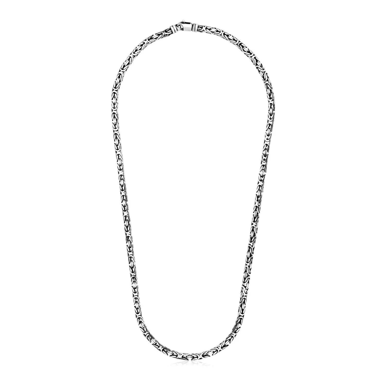 Sterling Silver Gunmetal Finish Byzantine Chain Necklace - Image 4