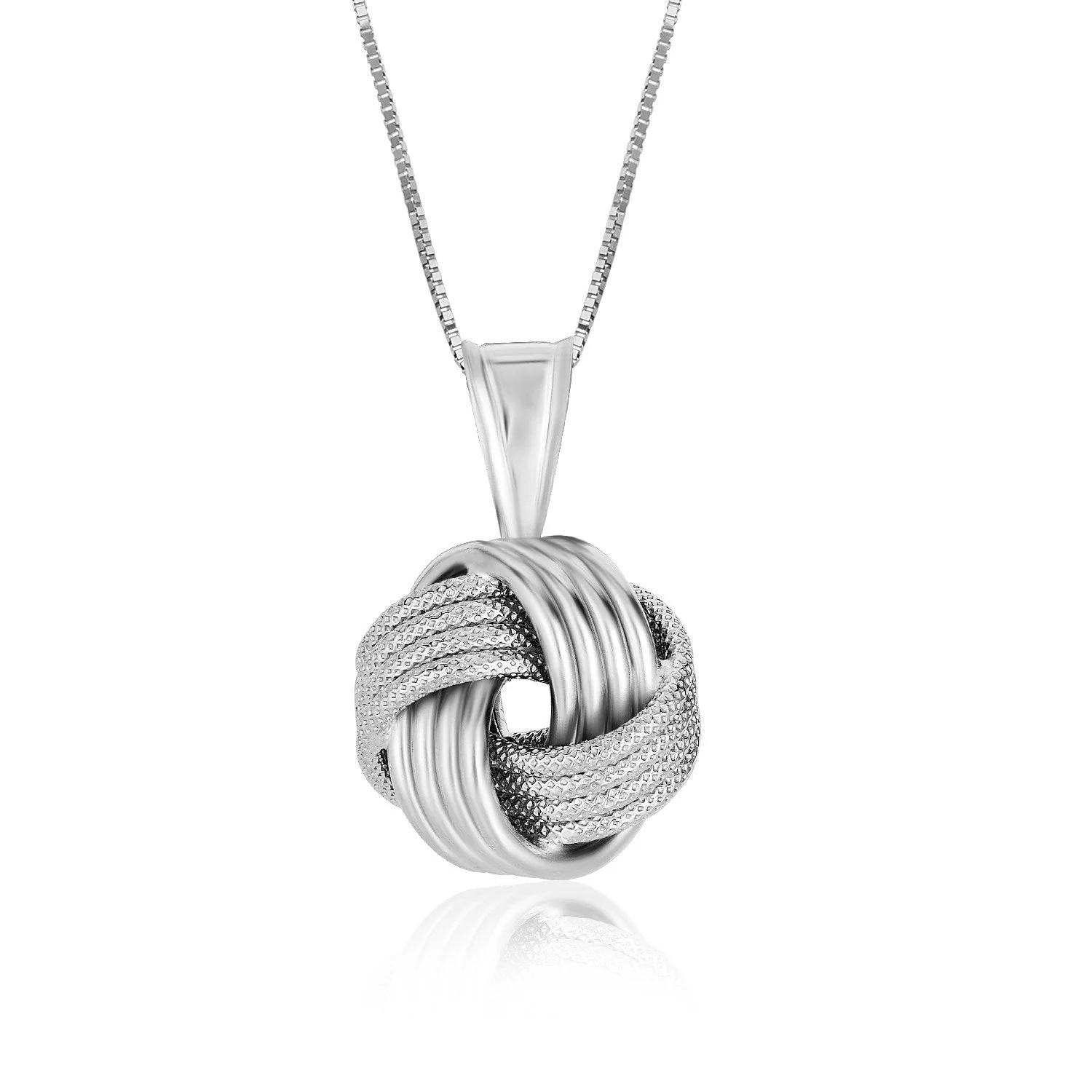 Sterling Silver Pendant with a Ridge Textured Love Knot Design - Image 3