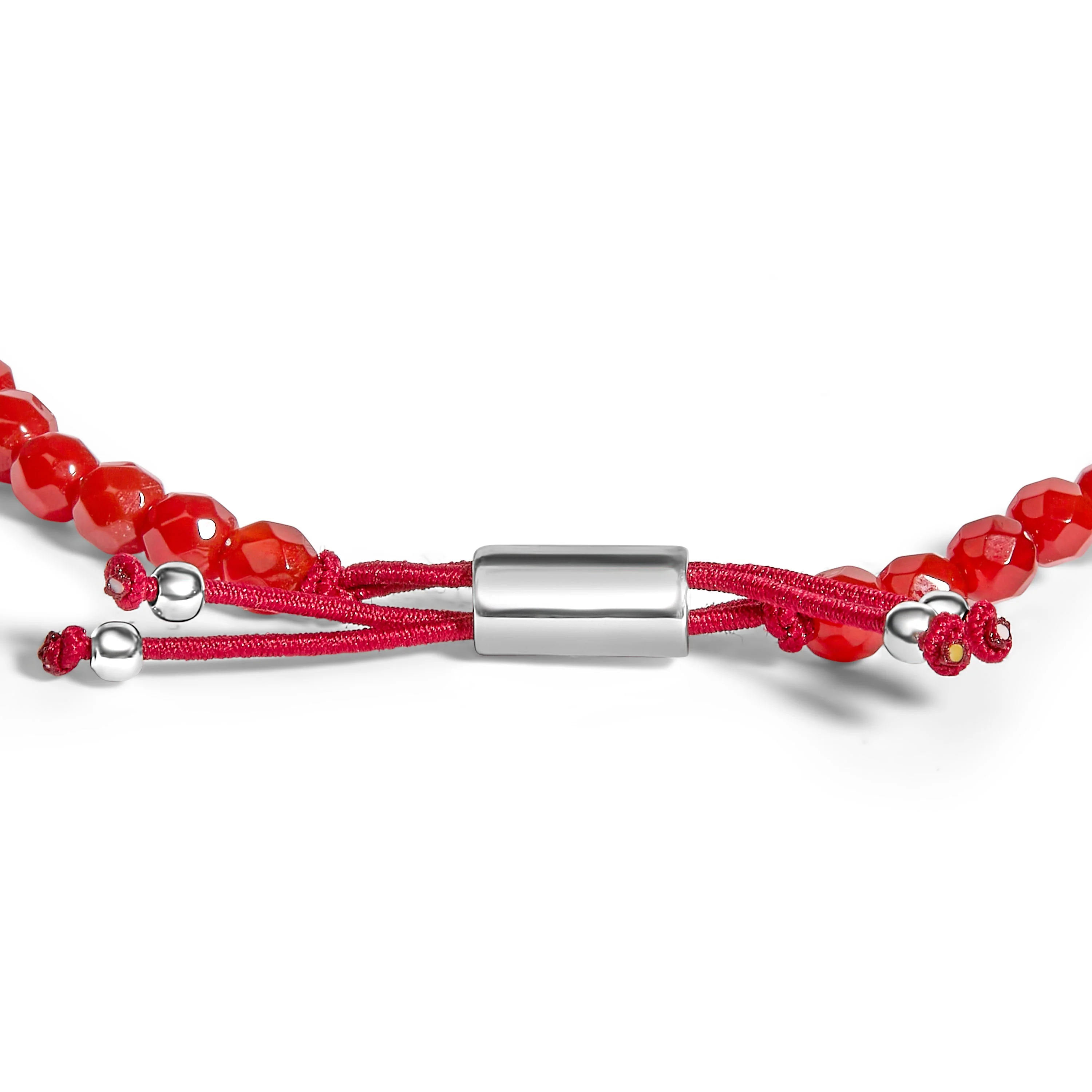 Sterling Silver Red Jasper Bead Station Bracelet with Bolo Clasp - Image 2