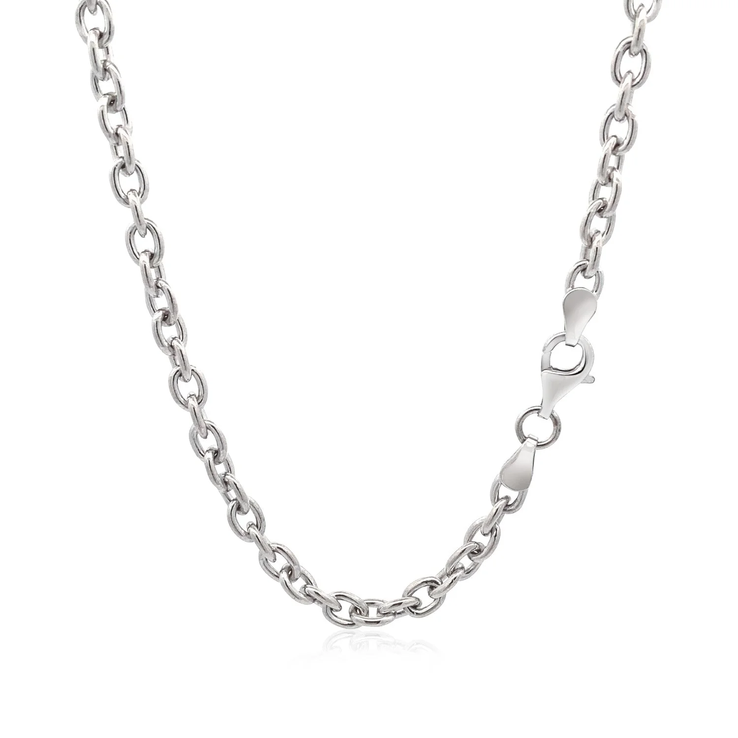 Sterling Silver Rhodium Plated Chain Bracelet with a Flat Heart Motif Station - Image 10