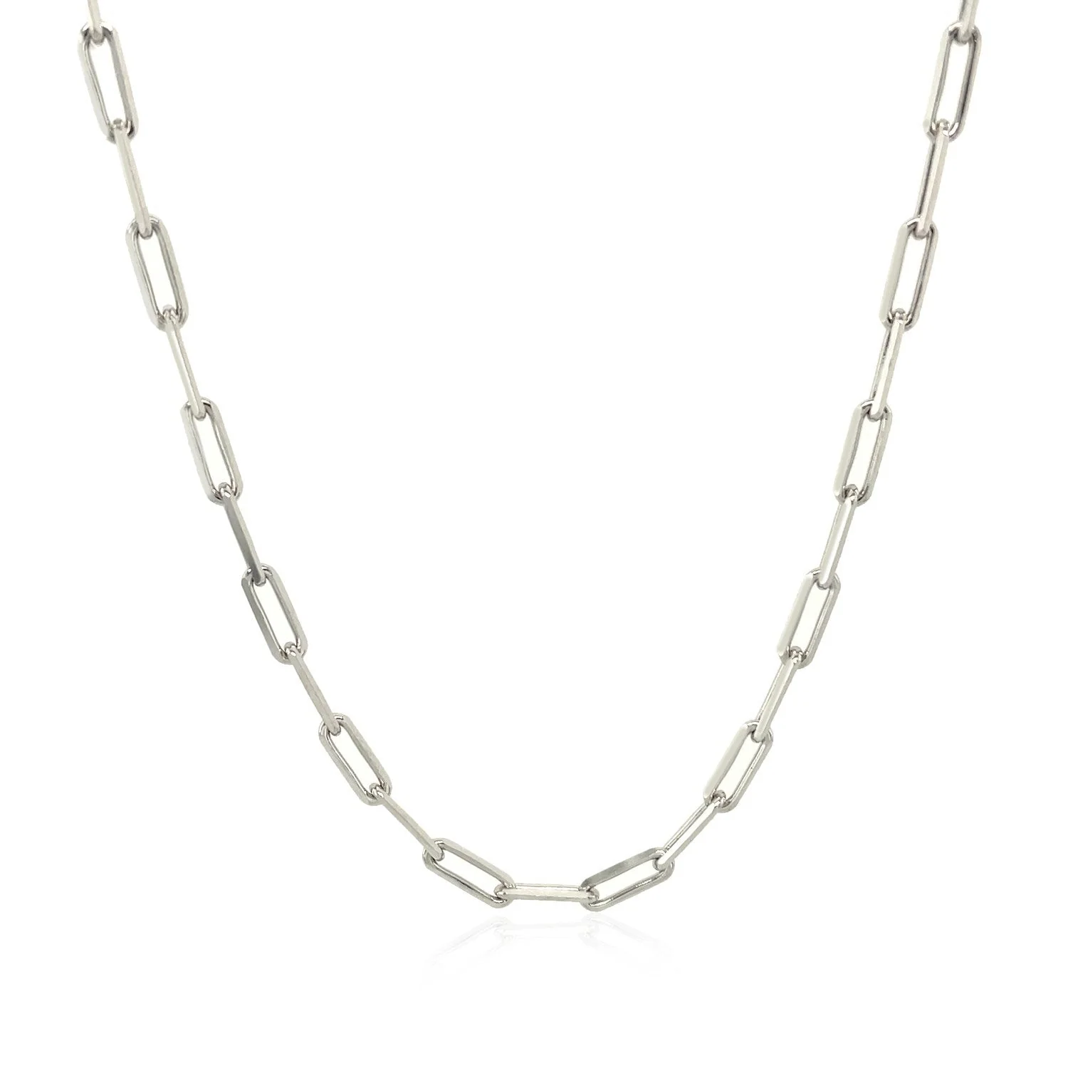 Sterling Silver Rhodium Plated Paperclip Chain (2.5 mm) - Image 2