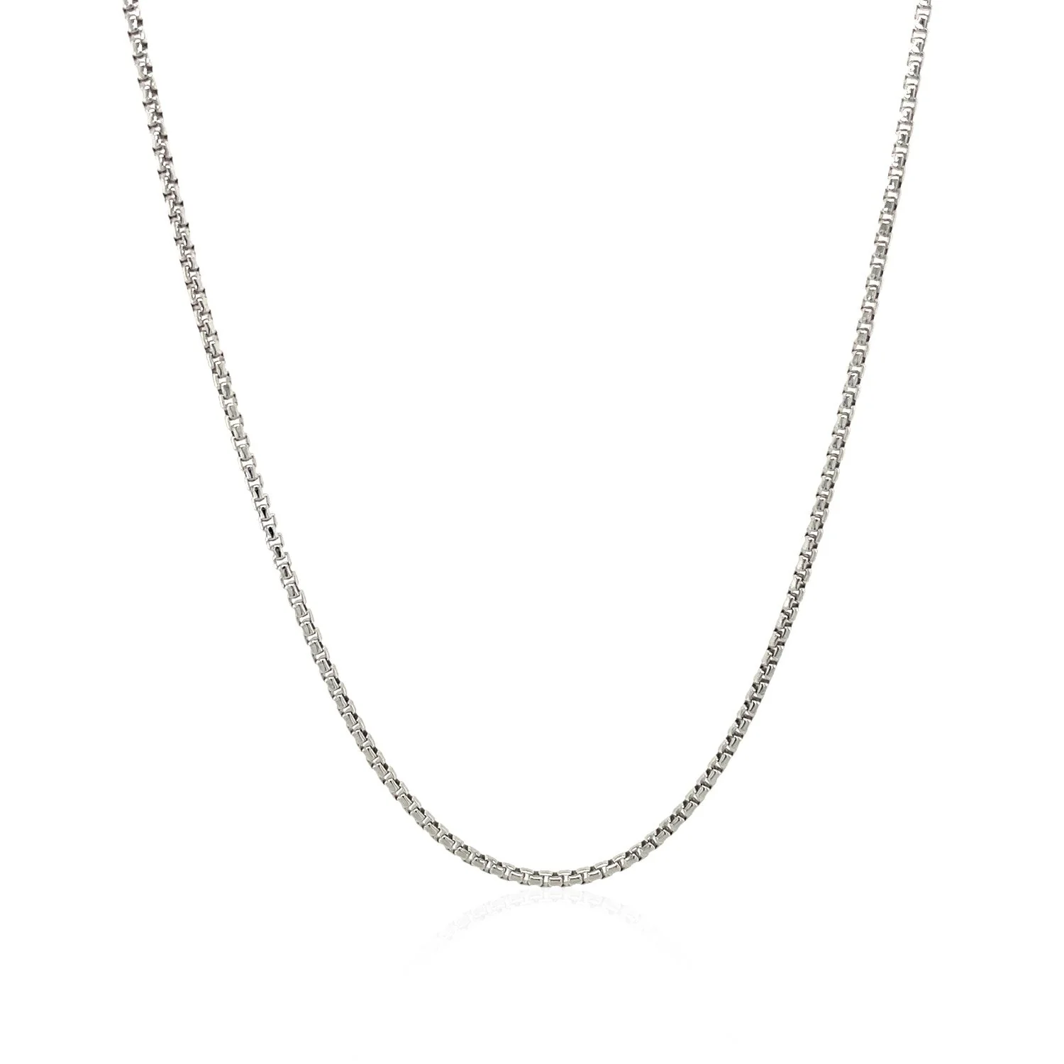 Sterling Silver Rhodium Plated Round Box Chain 1.3mm - Image 6