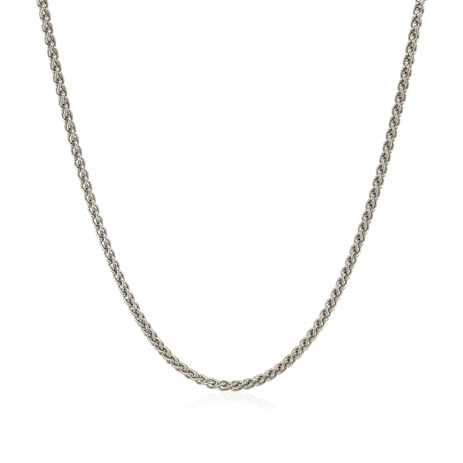 Sterling Silver Rhodium Plated Wheat Chain 1.3mm - Image 2