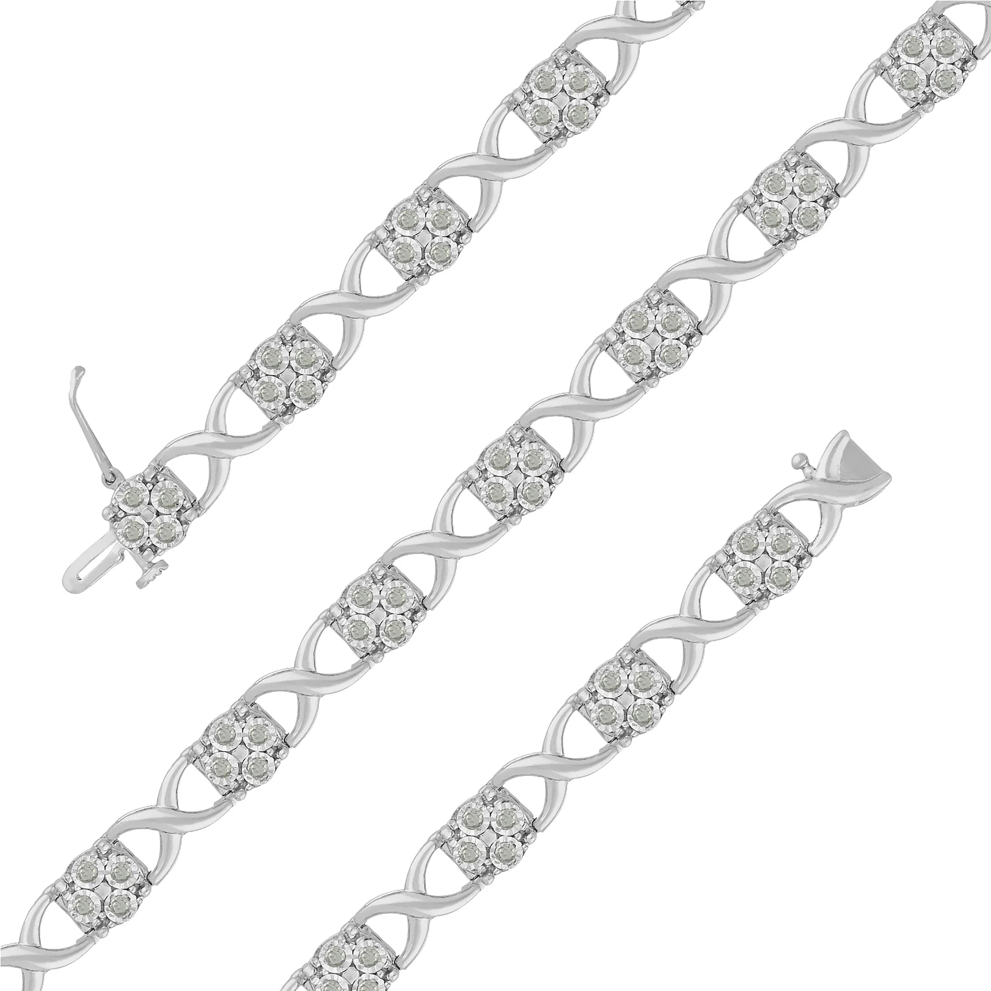 Sterling Silver Rose-Cut Diamond Love Locks Link Bracelet (1.00cttw,I-J color,I3-Promo clarity) - Image 5