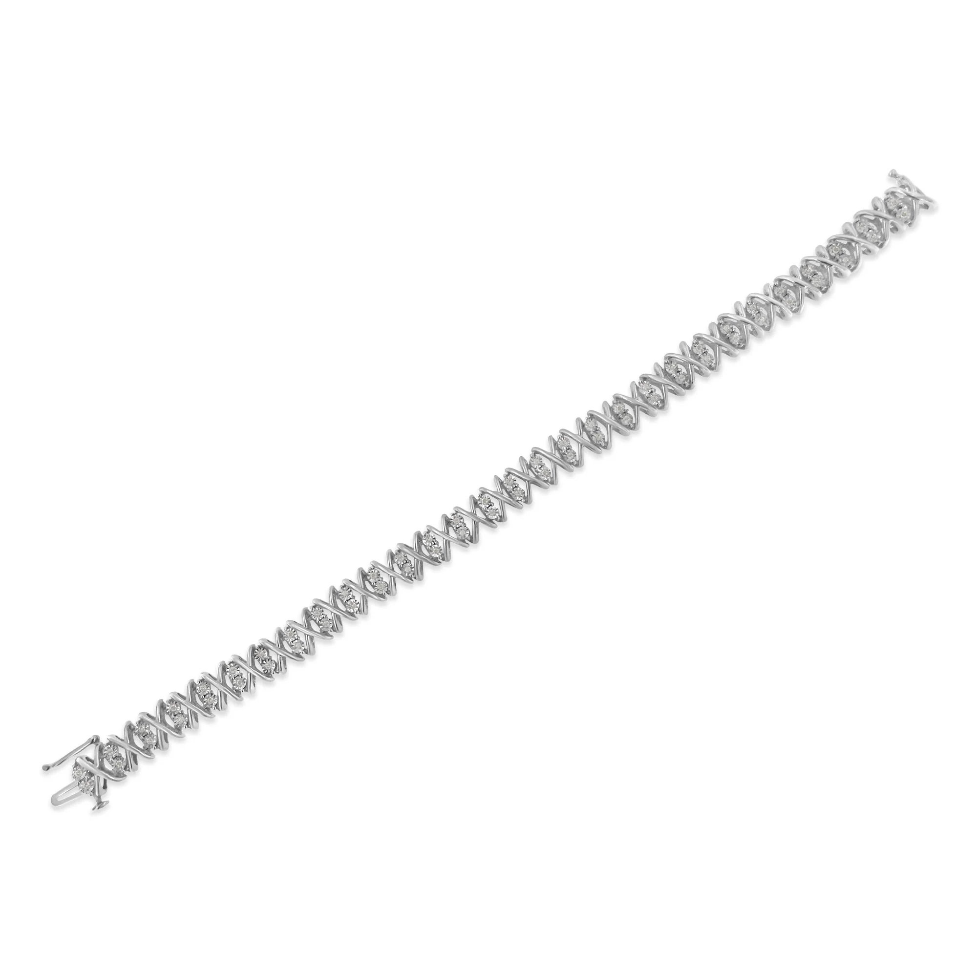 Sterling Silver rose-cut Diamond X-Link Bracelet (1 cttw, I-J Color, I2-I3 Clarity) - Image 8