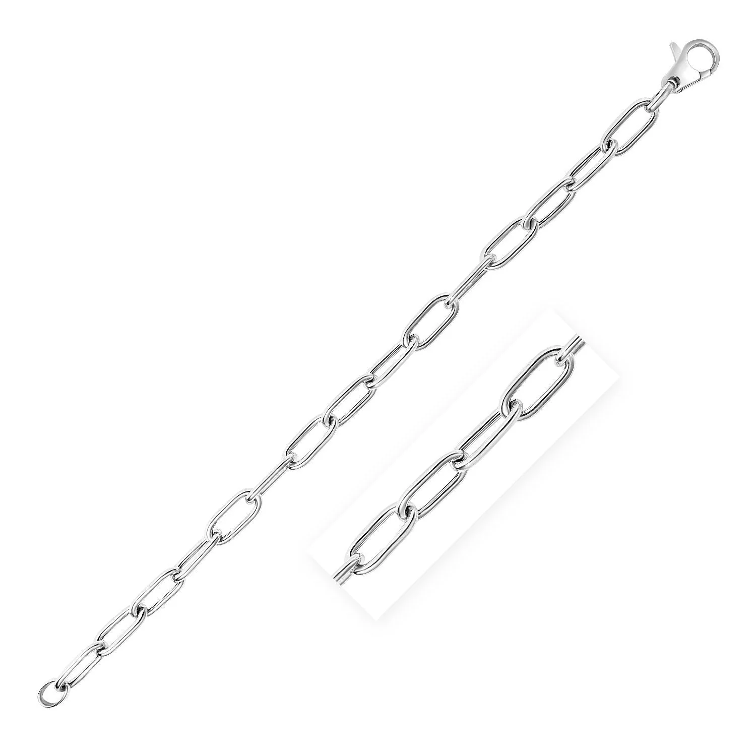 Sterling Silver Wide Paperclip Chain Bracelet - Image 6