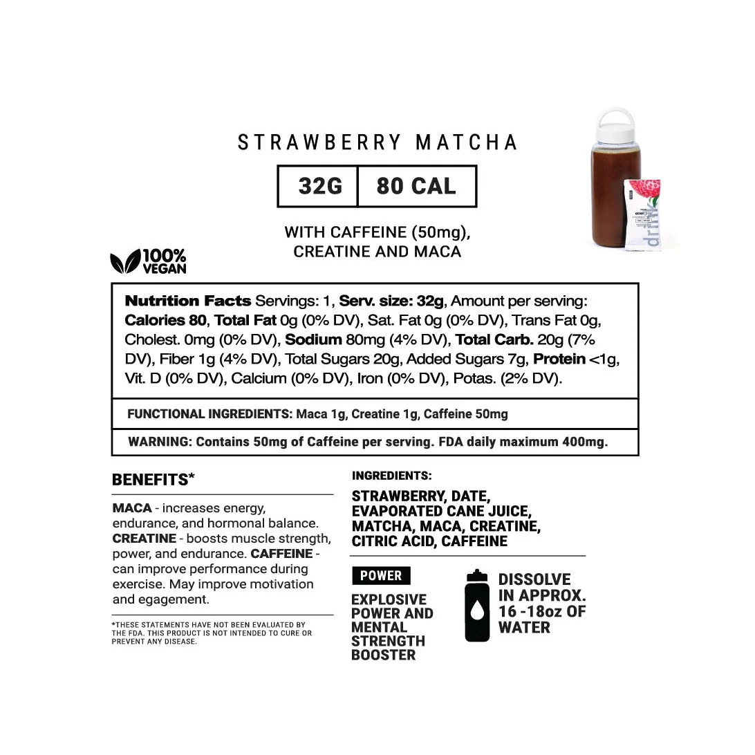Strawberry Matcha Creatine Power Drink w/Adaptogens - Image 3