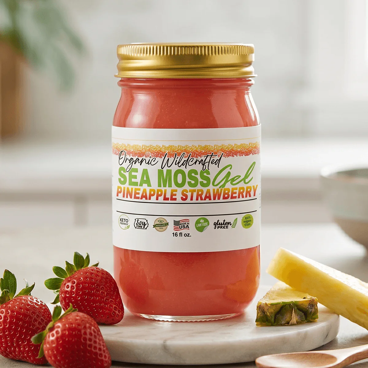 Sea Moss Gel - Strawberry Pineapple Flavor 16oz - Image 5