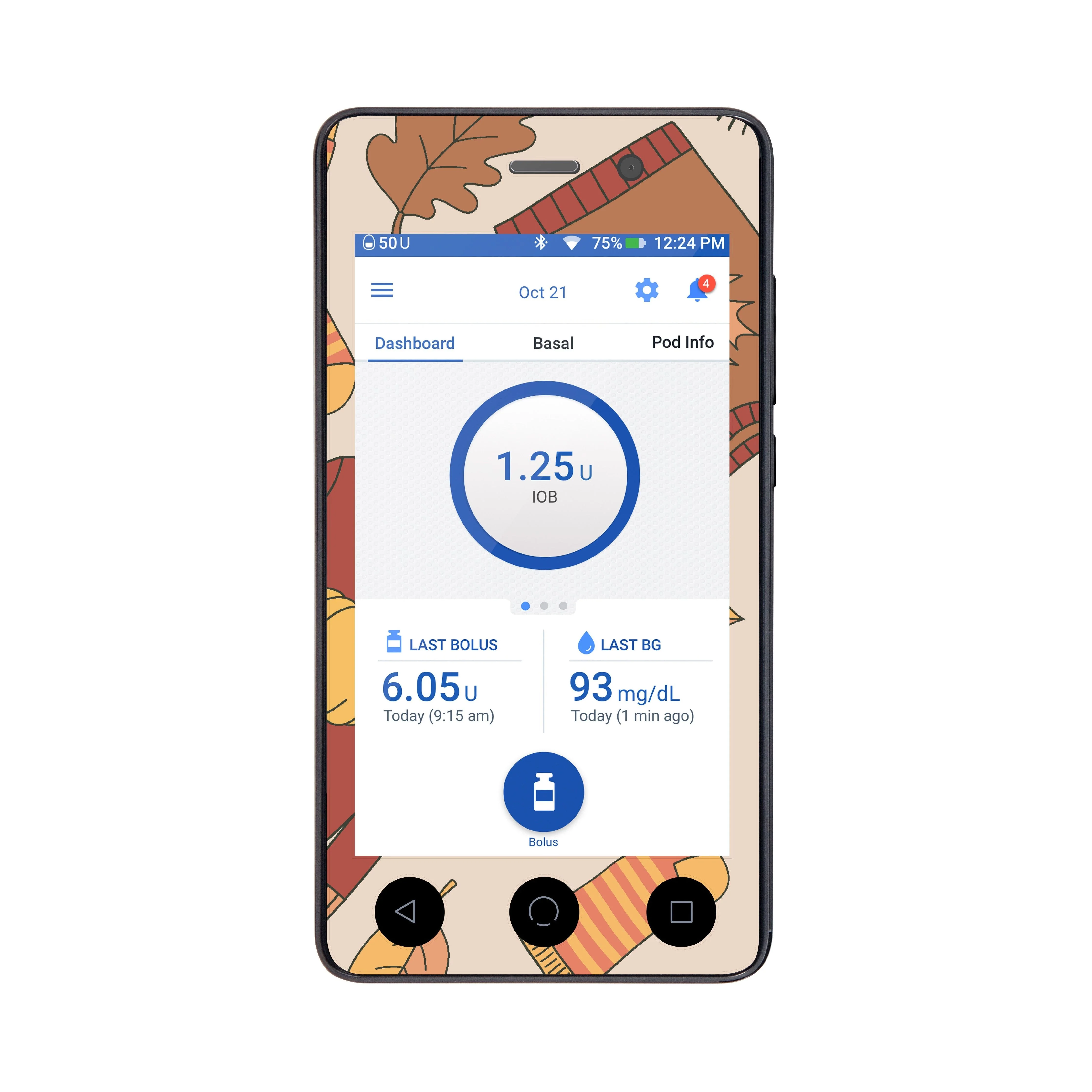 Sweaters & Leaves Sticker for Omnipod DASH® PDM – Pump Peelz