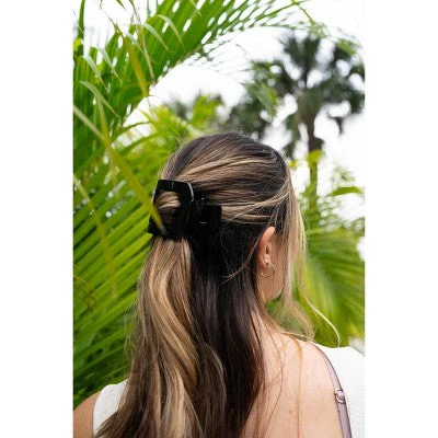 TELETIES Large Flat Square Hair Clip Jet Black - New - Image 5