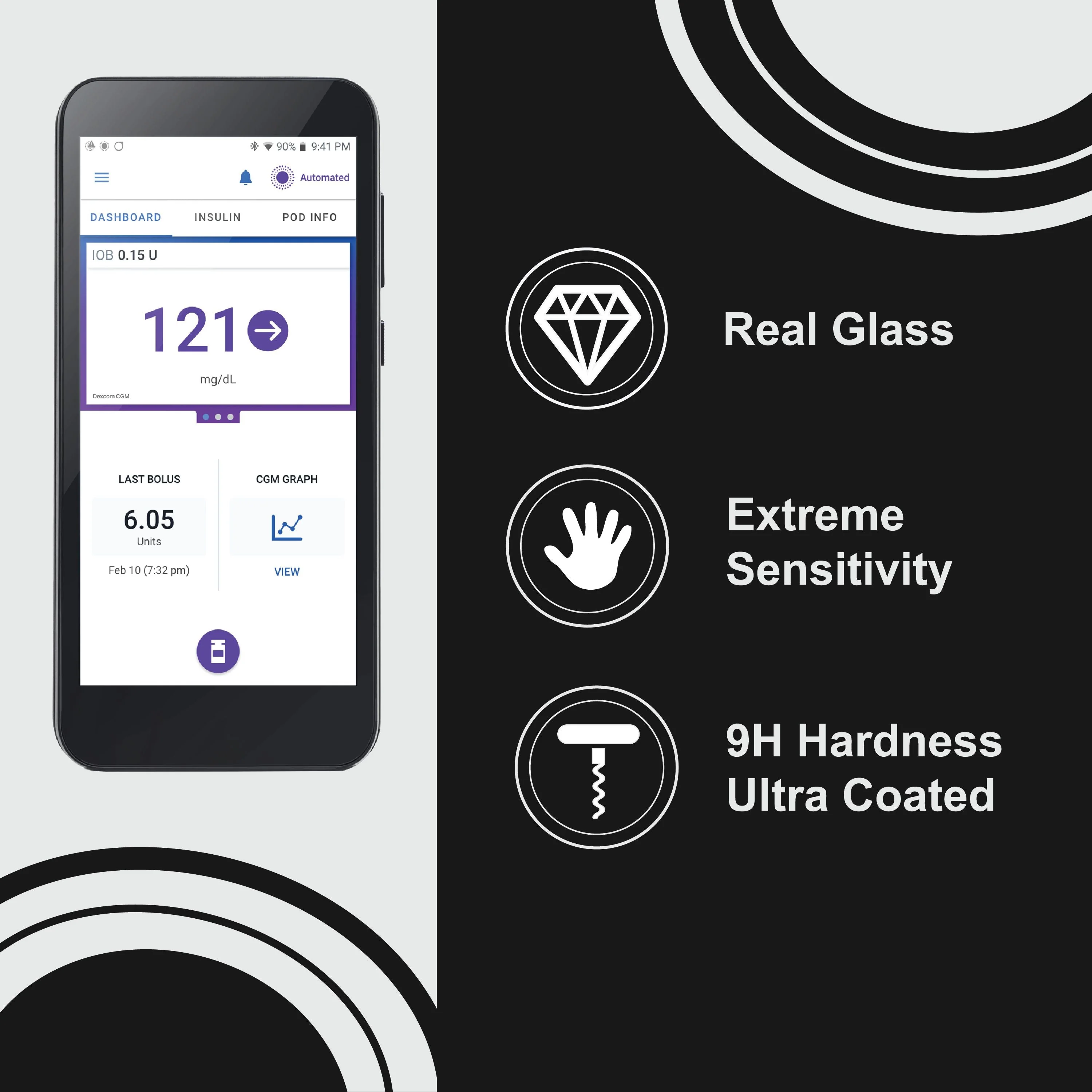Tempered Glass Screen Protector for Omnipod® 5 Controller – Pump Peelz - Image 2