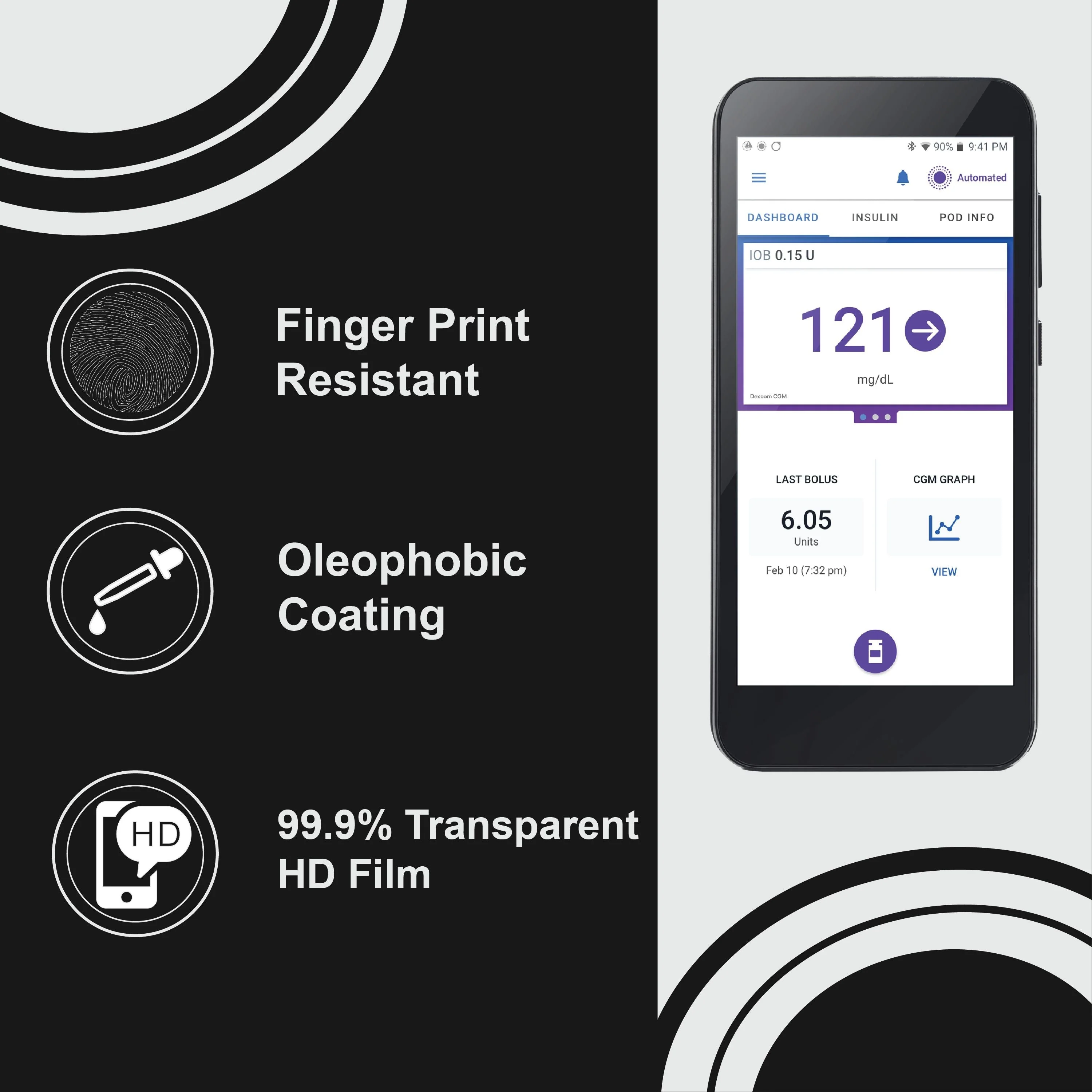 Tempered Glass Screen Protector for Omnipod® 5 Controller – Pump Peelz - Image 3