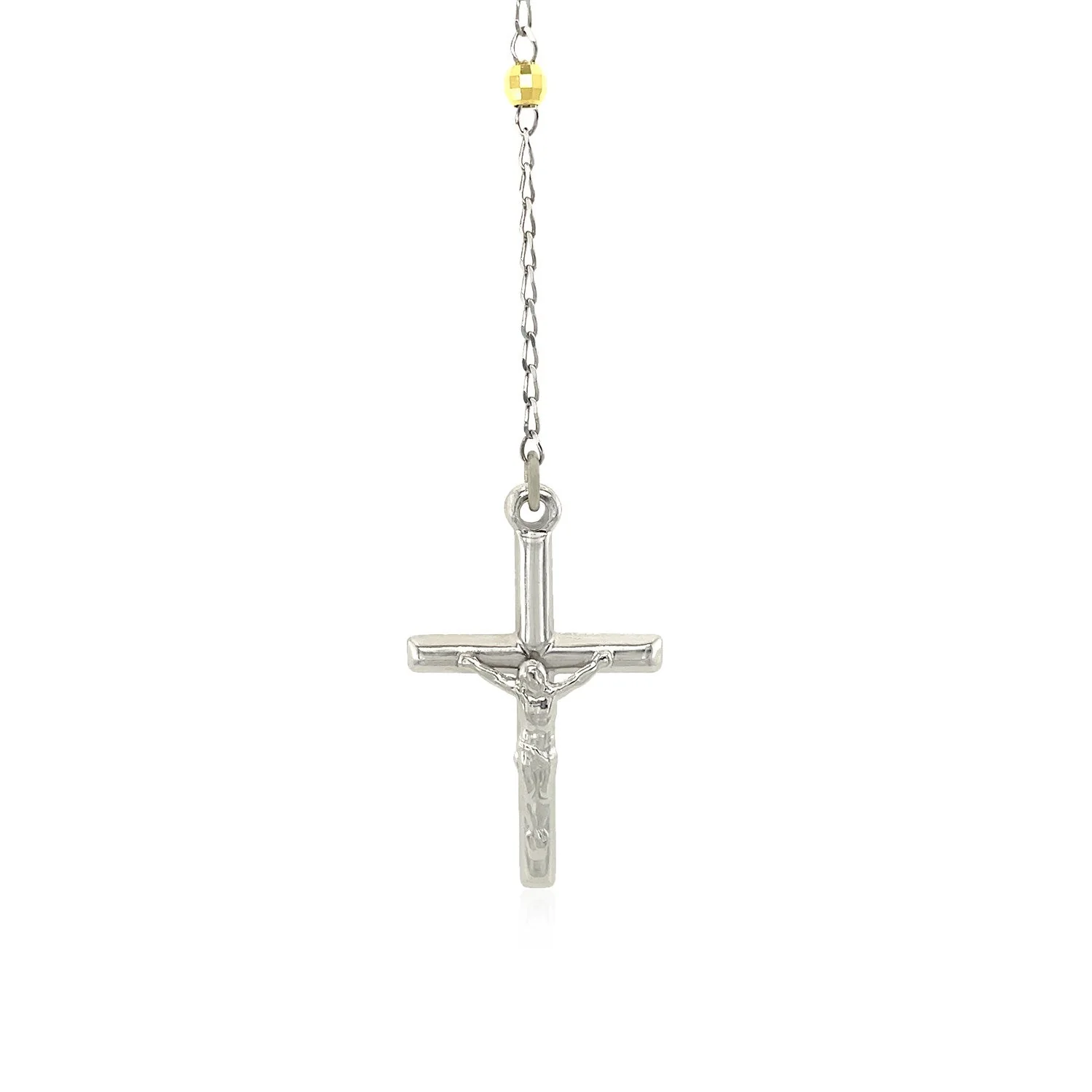 Three Toned Rosary Chain and Bead Necklace in Sterling Silver - Image 6
