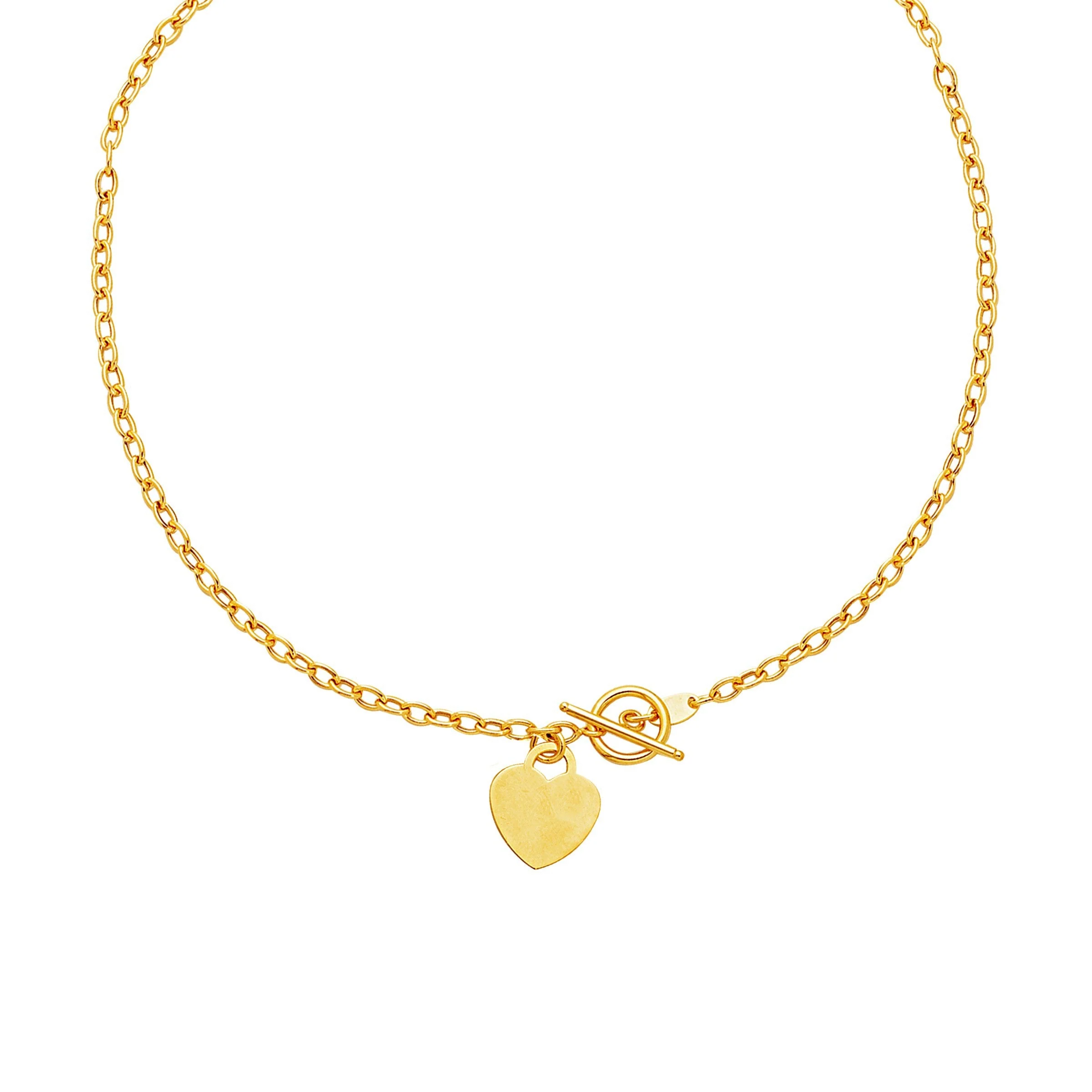 Toggle Necklace with Heart Charm in 14k Yellow Gold - Image 5