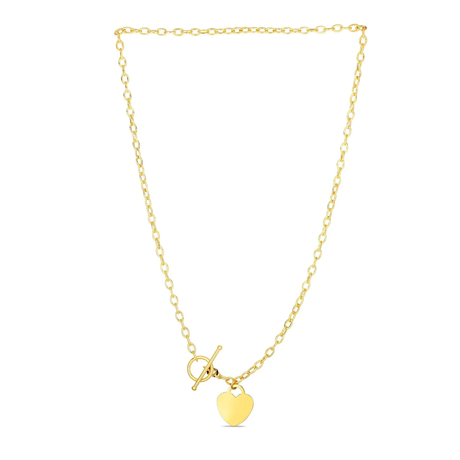 Toggle Necklace with Heart Charm in 14k Yellow Gold - Image 7
