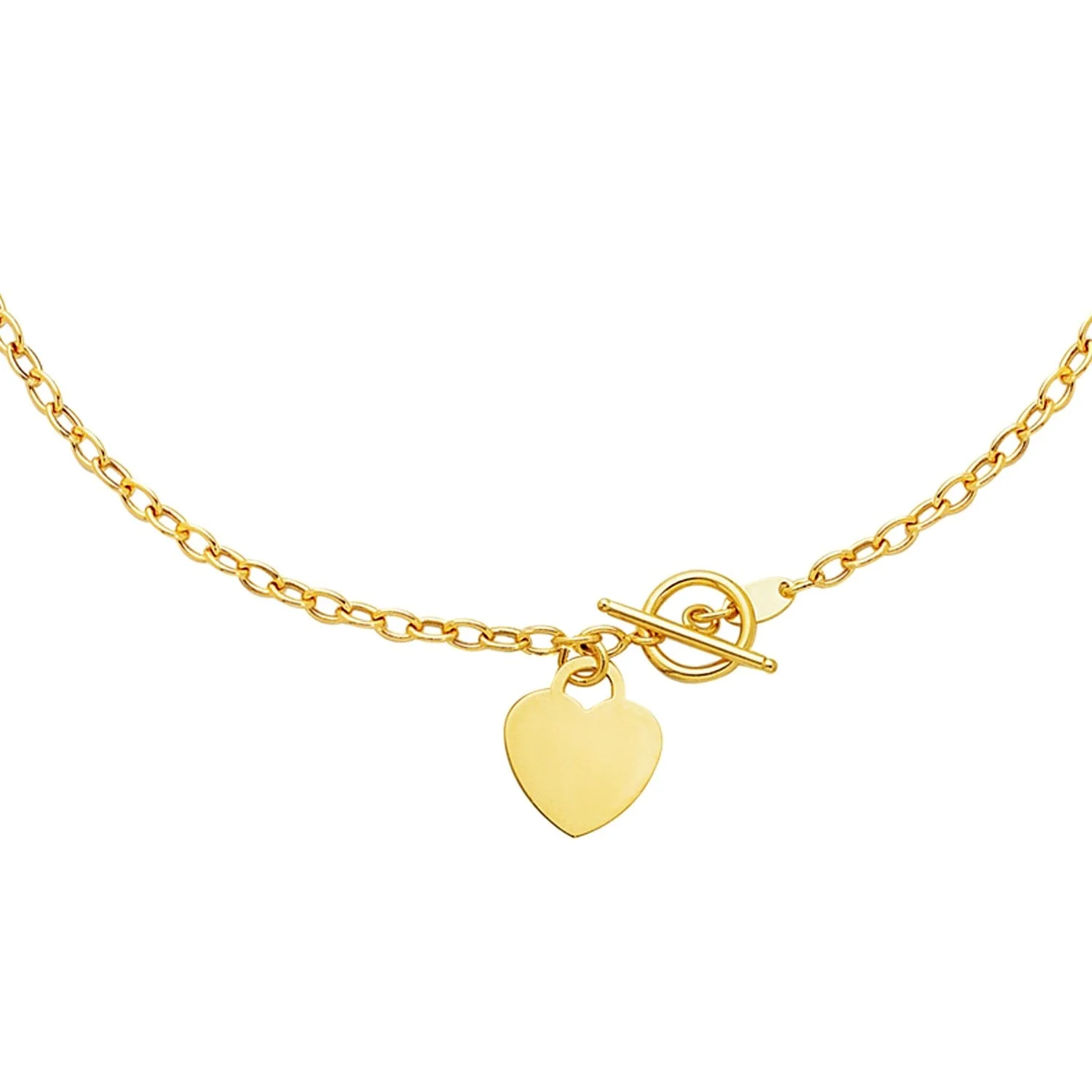 Toggle Necklace with Heart Charm in 14k Yellow Gold - Image 8