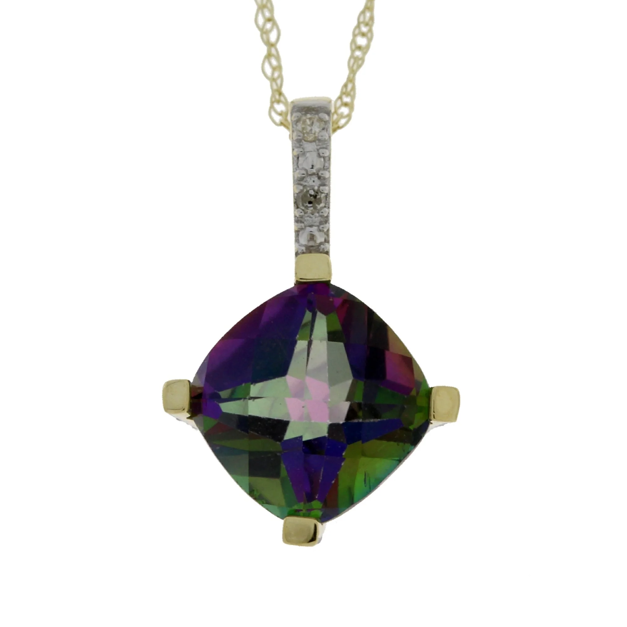 Treated Topaz Diamond Fashion Pendants 10KT Yellow Gold