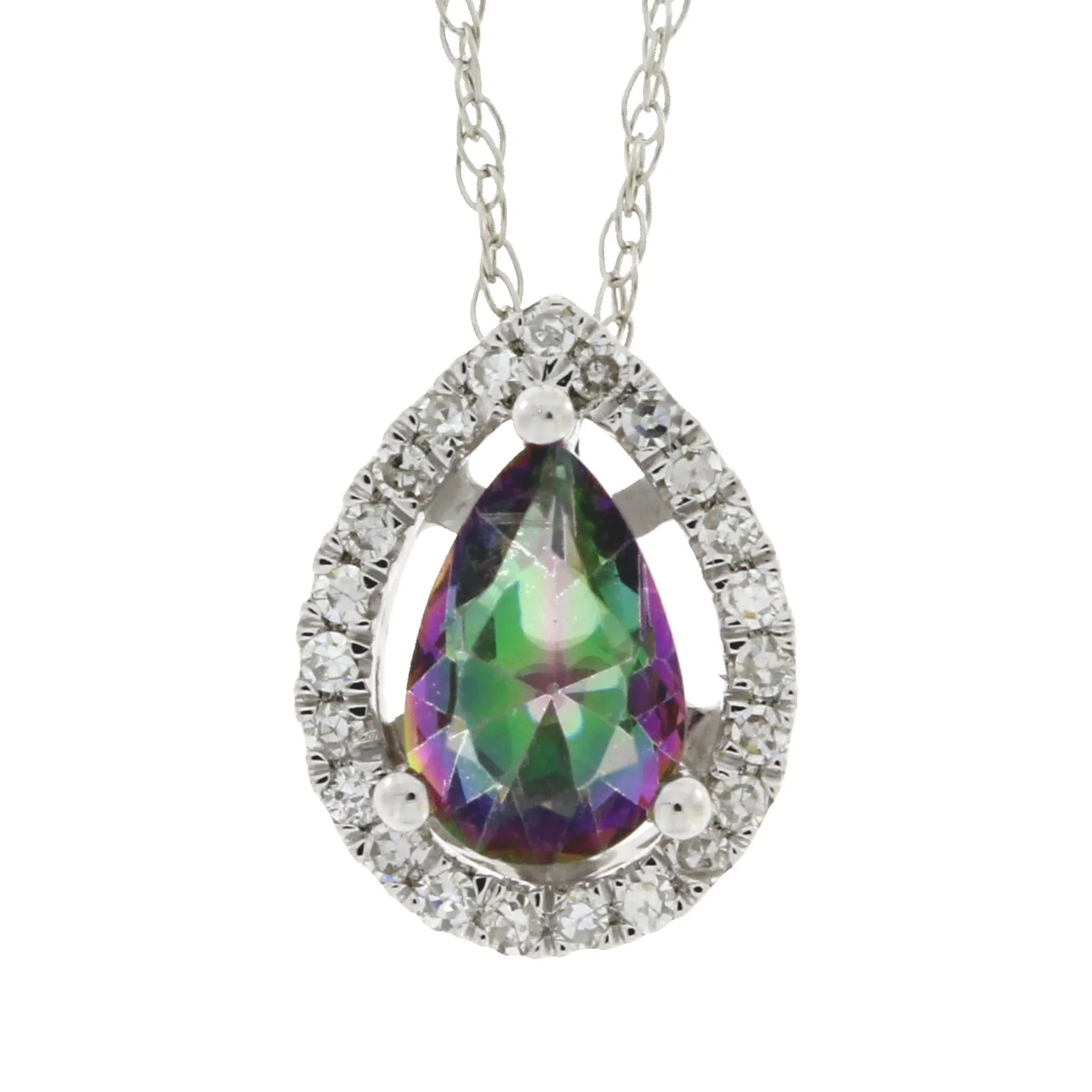 Treated Topaz Diamond Fashion Pendants 14KT White Gold - Image 3