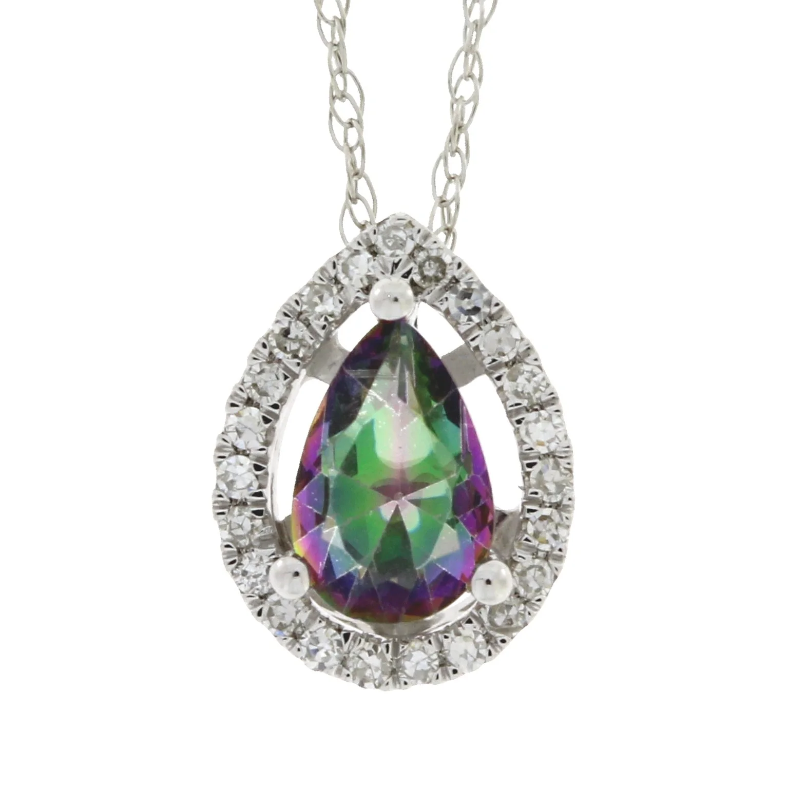 Treated Topaz Diamond Fashion Pendants 14KT White Gold - Image 4