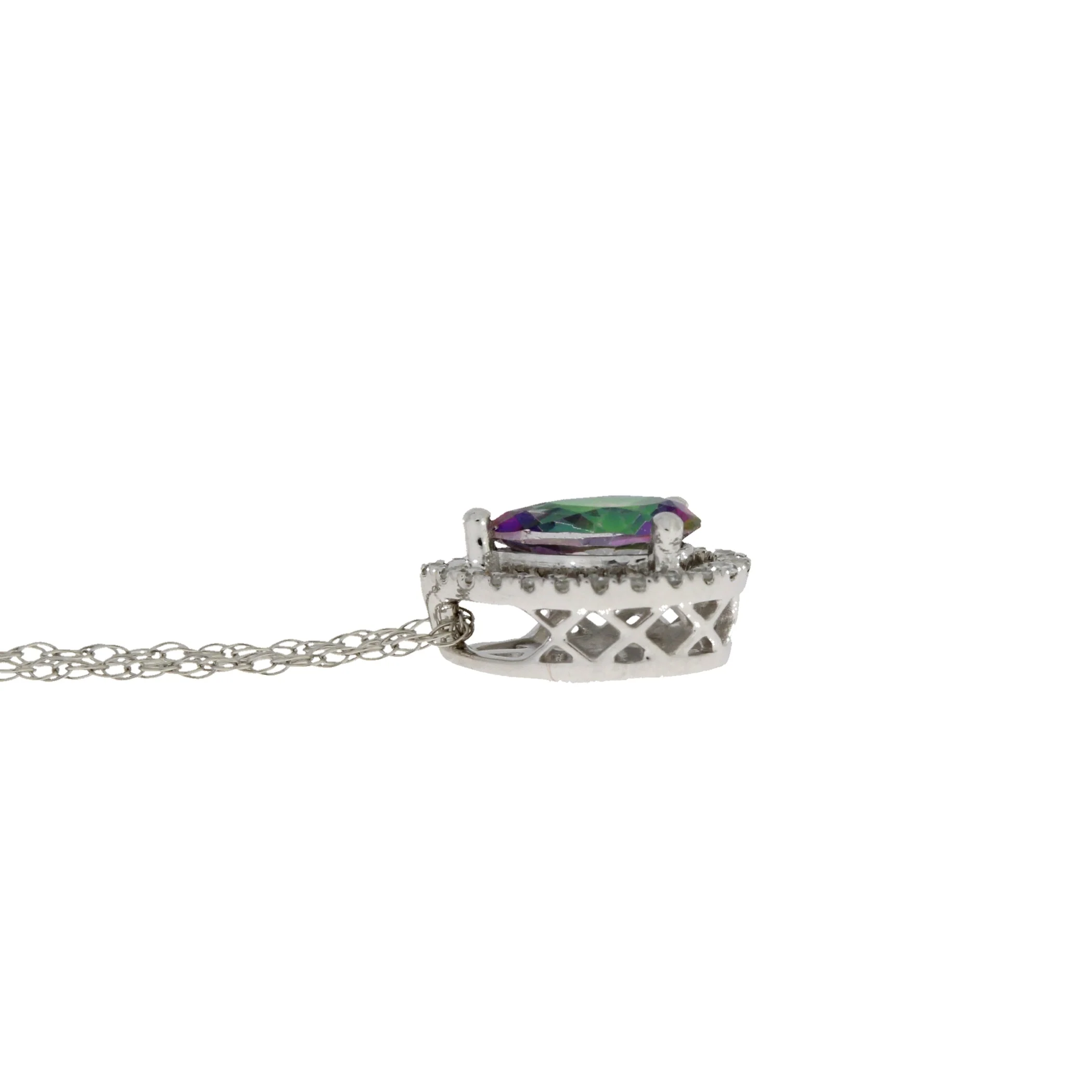 Treated Topaz Diamond Fashion Pendants 14KT White Gold - Image 5