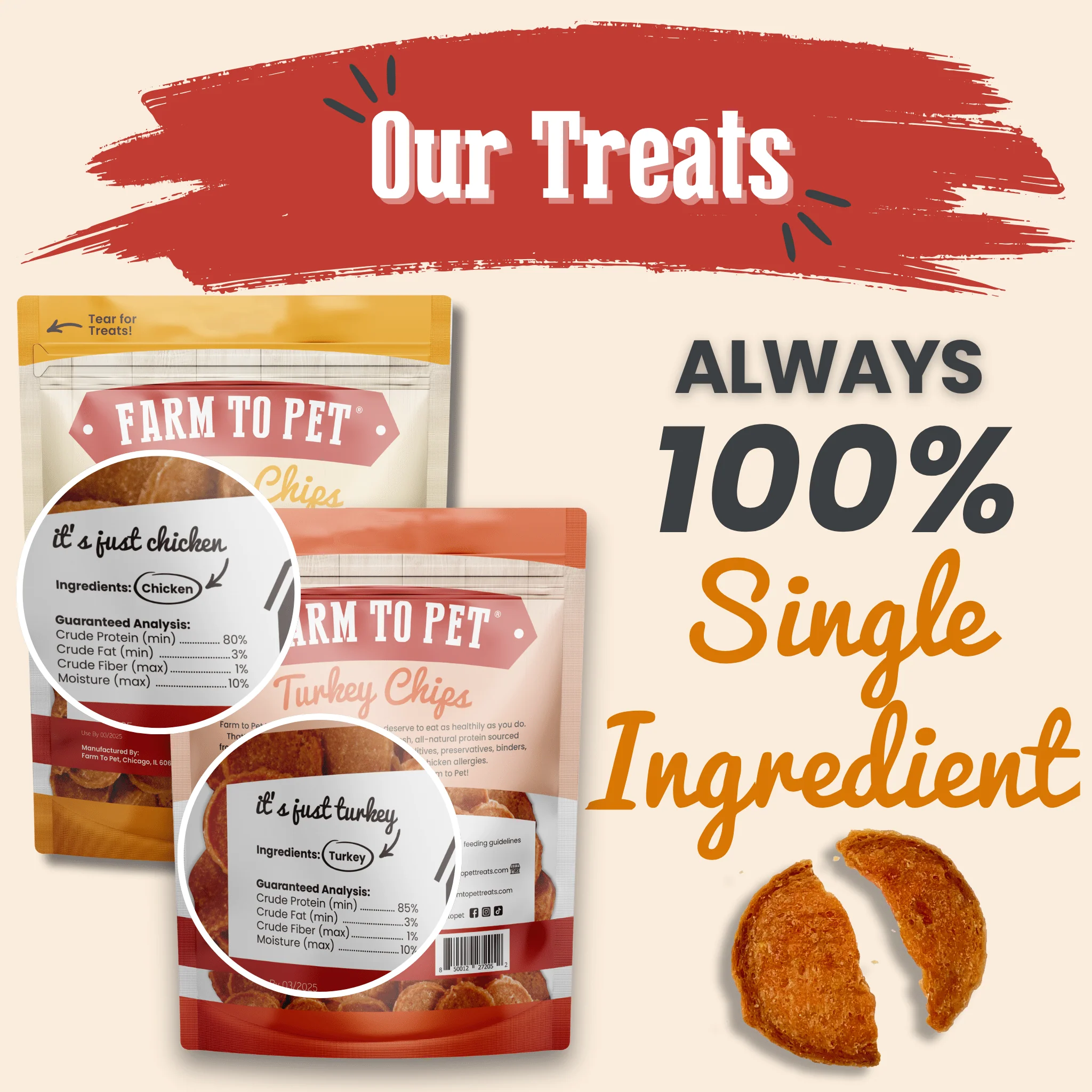 Turkey & Chicken Chip Dog Treat Duo | Single-Ingredient Poultry Treats for Dogs - Image 9