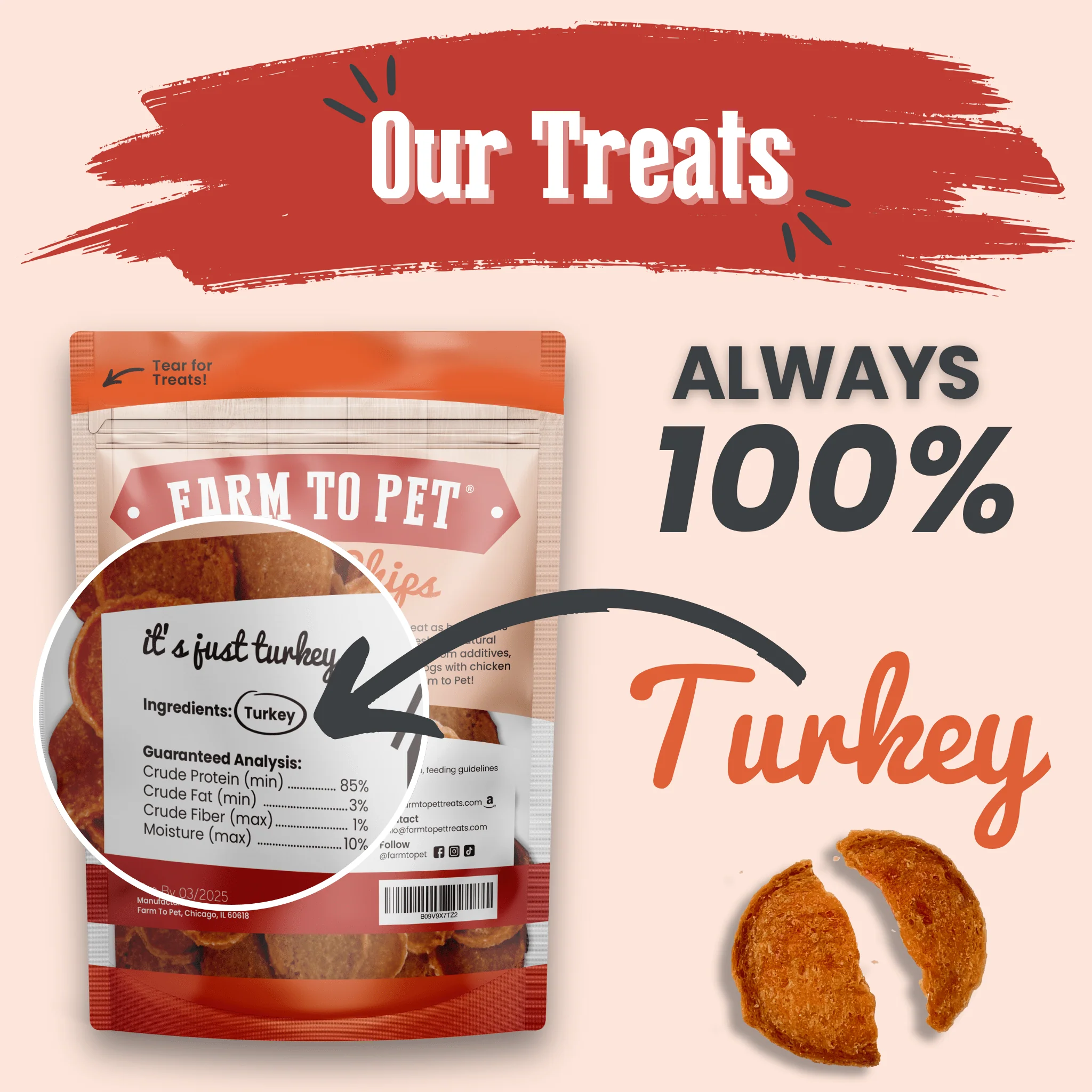 Turkey Chips for Dogs | All-Natural Single-Ingredient Healthy Dog Treats - Image 2