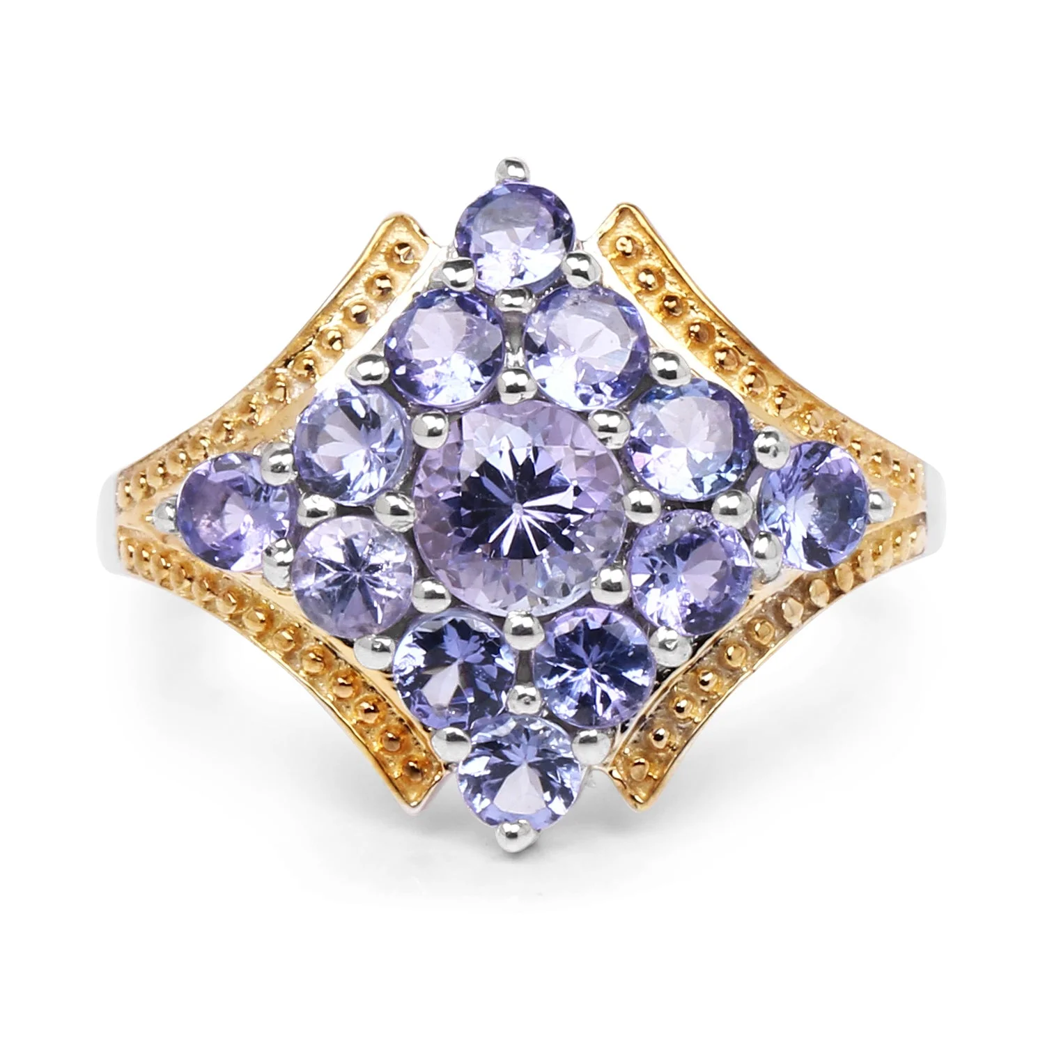Two Tone Plated 1.67 Carat Genuine Tanzanite .925 Sterling Silver Ring - Image 3