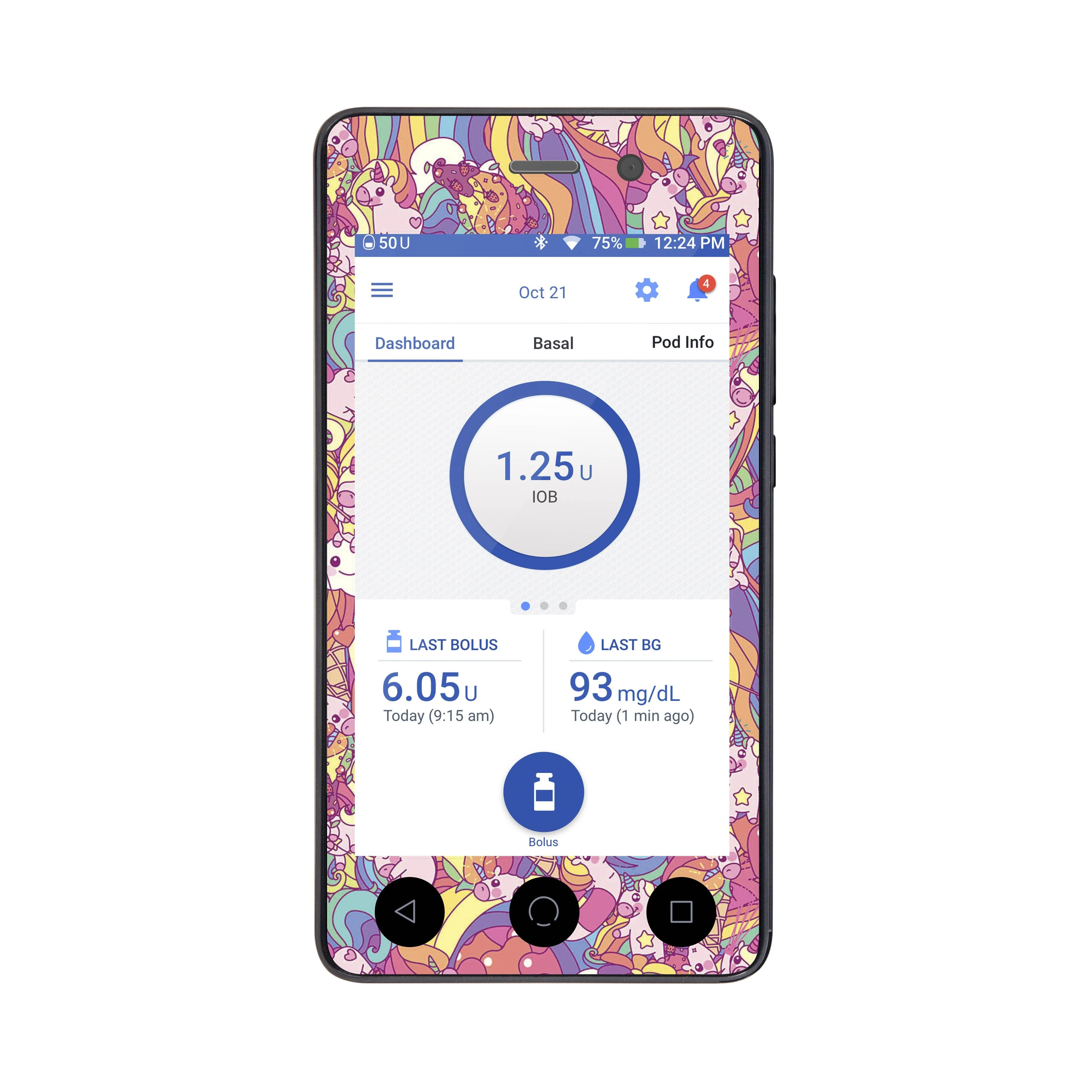 Unicorn Swirls Sticker for Omnipod DASH® PDM – Pump Peelz