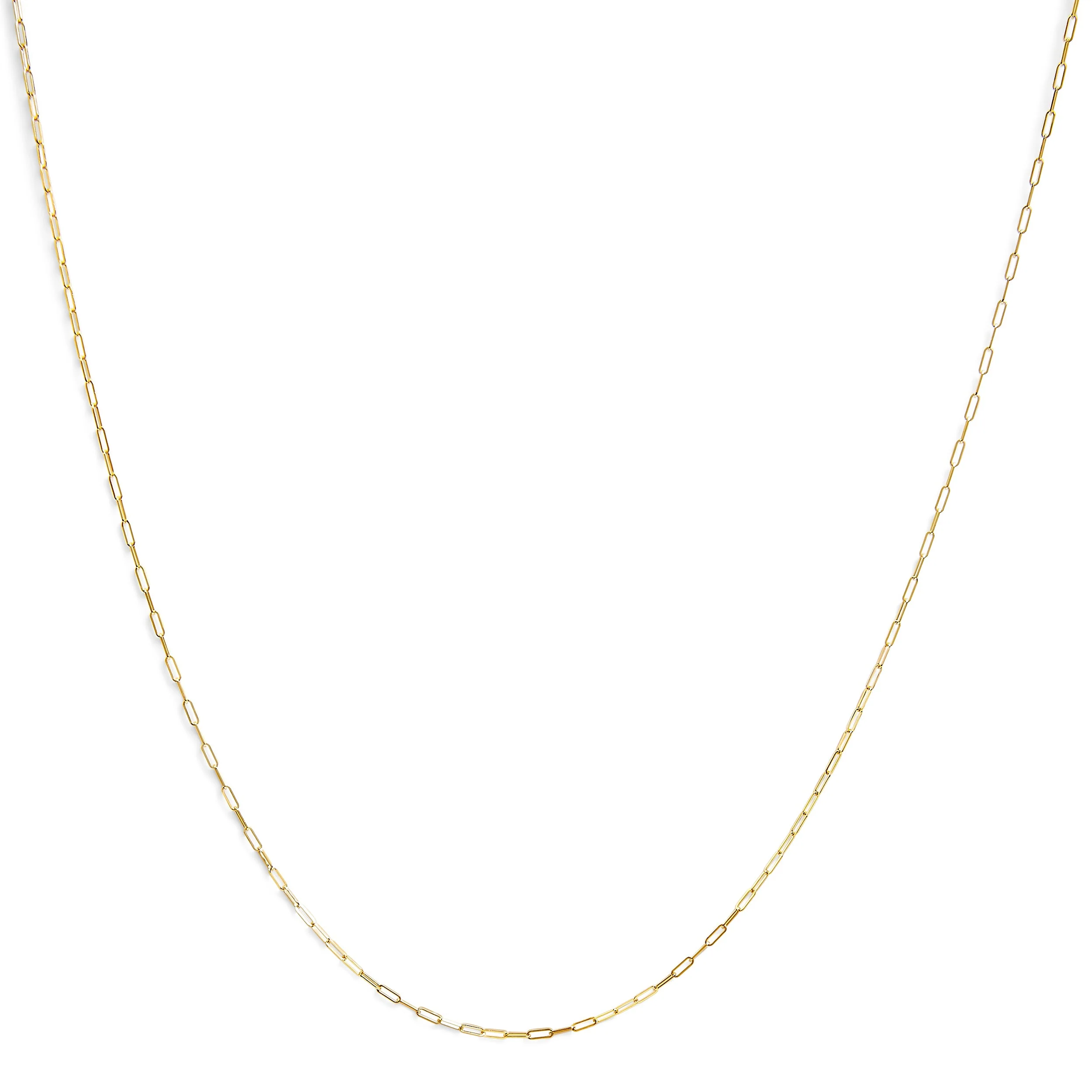 Unisex Solid 14K Yellow Gold 1.5mm Paperclip Chain Necklace - 18 Inches - Image 3