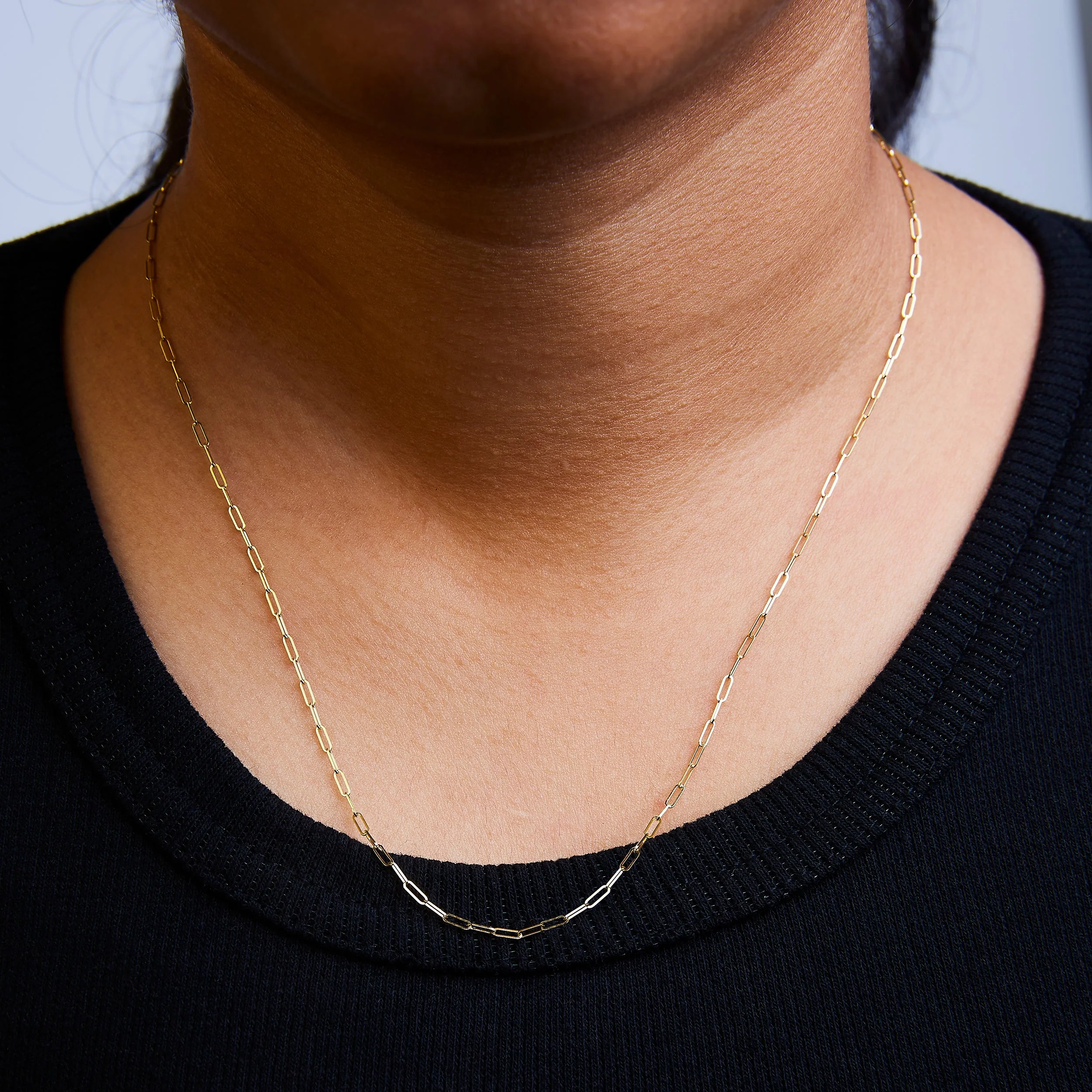 Unisex Solid 14K Yellow Gold 1.5mm Paperclip Chain Necklace - 18 Inches - Image 7