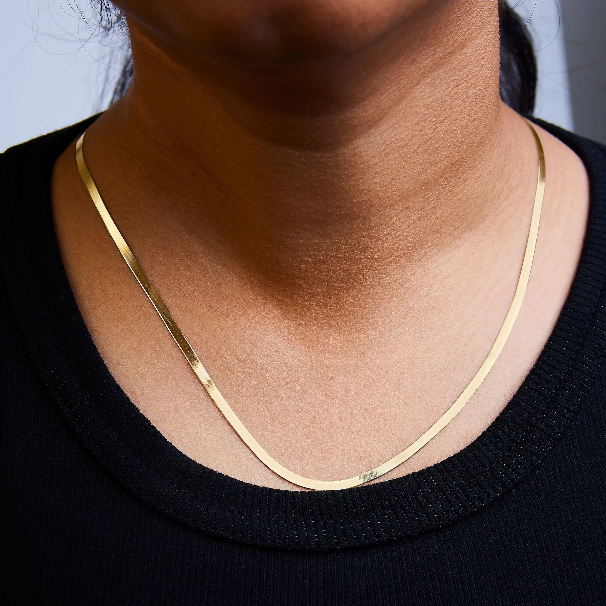 Unisex Solid 14K Yellow Gold 2.8mm Imperial Herringbone Chain Necklace - 18" Inches - Image 11