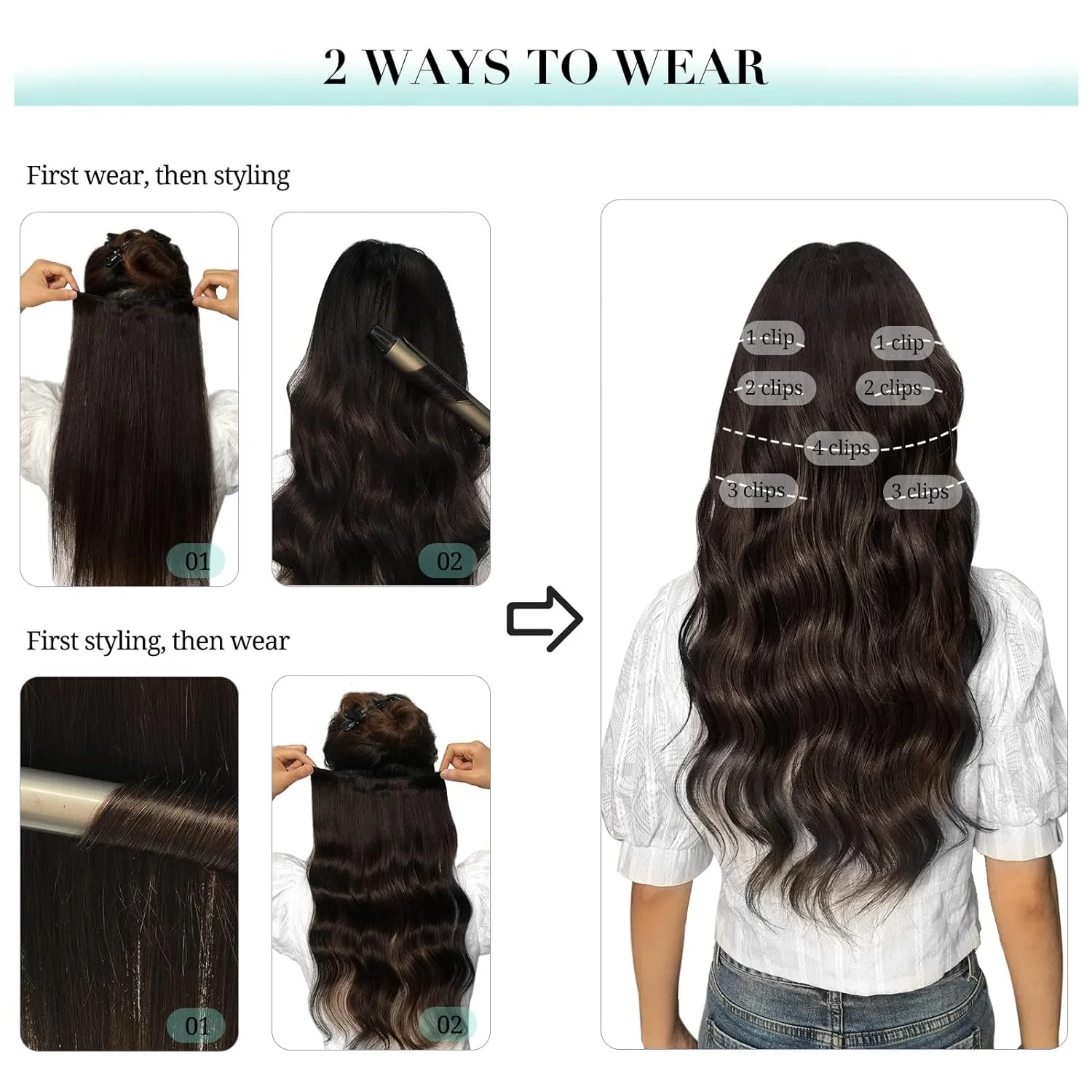 VIP Clip Extensions / Silky Straight - 18" (140 g ) ClipeX System - Image 3