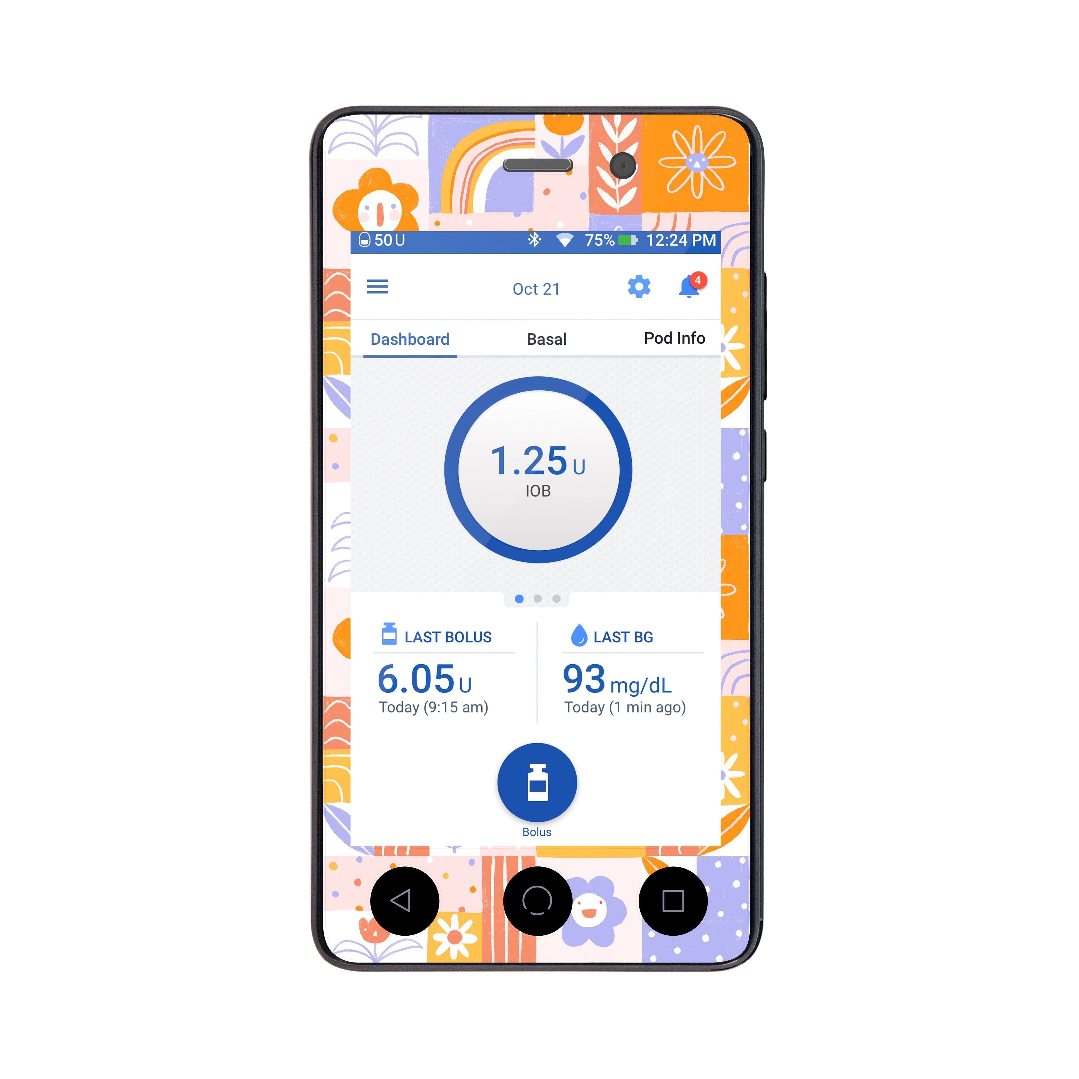 Wildflower Doodle Sticker for Omnipod DASH® PDM – Pump Peelz