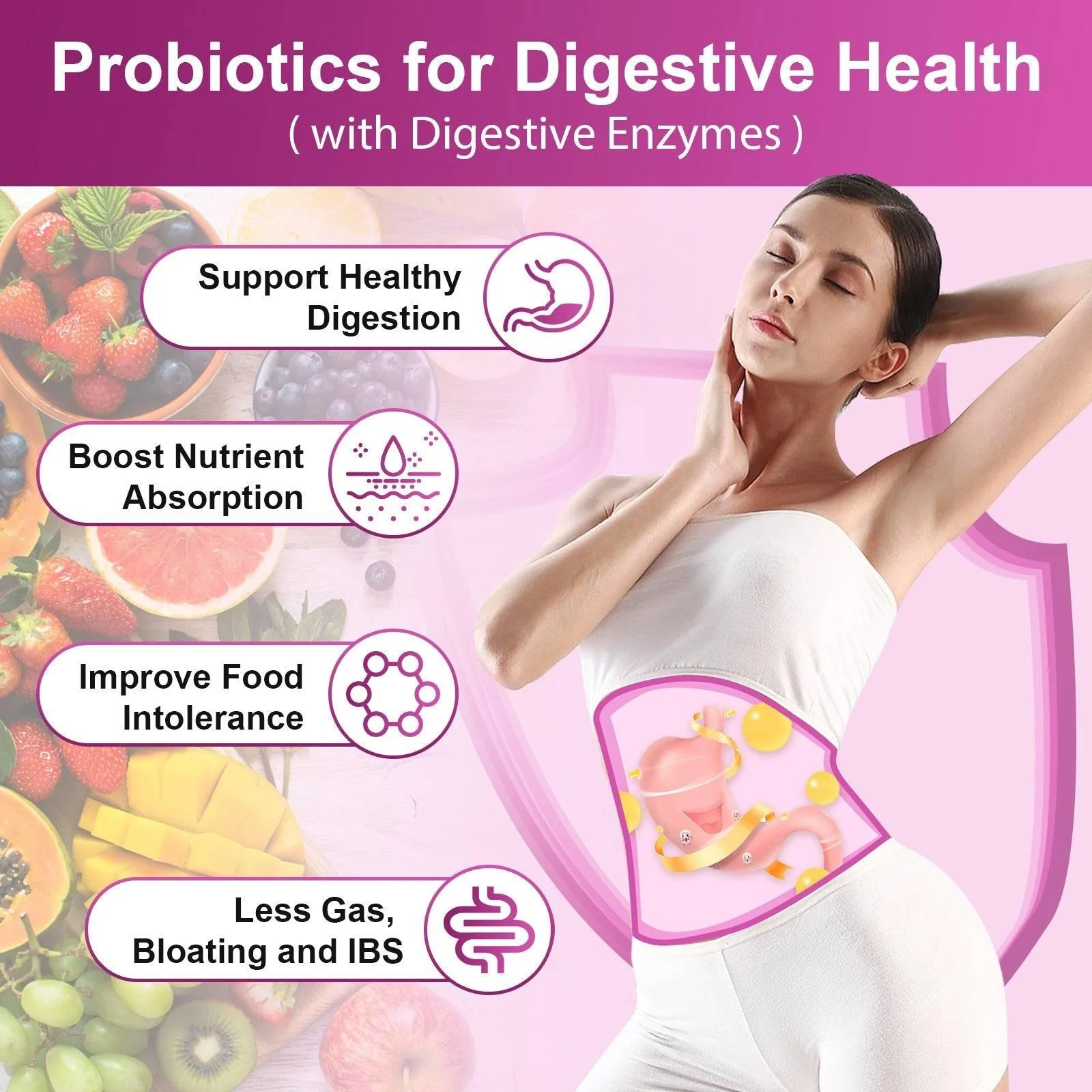 Women’s Gut Health Probiotics, 100 Billion CFUs, 90 Veggie Capsules - Image 3