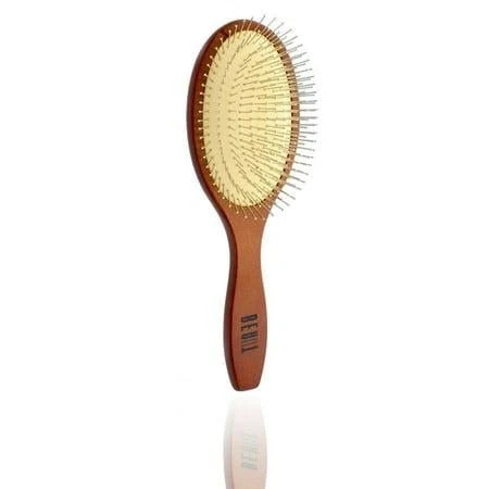 Wooden Round Paddle Brush with Anti-Static Metal Bristles