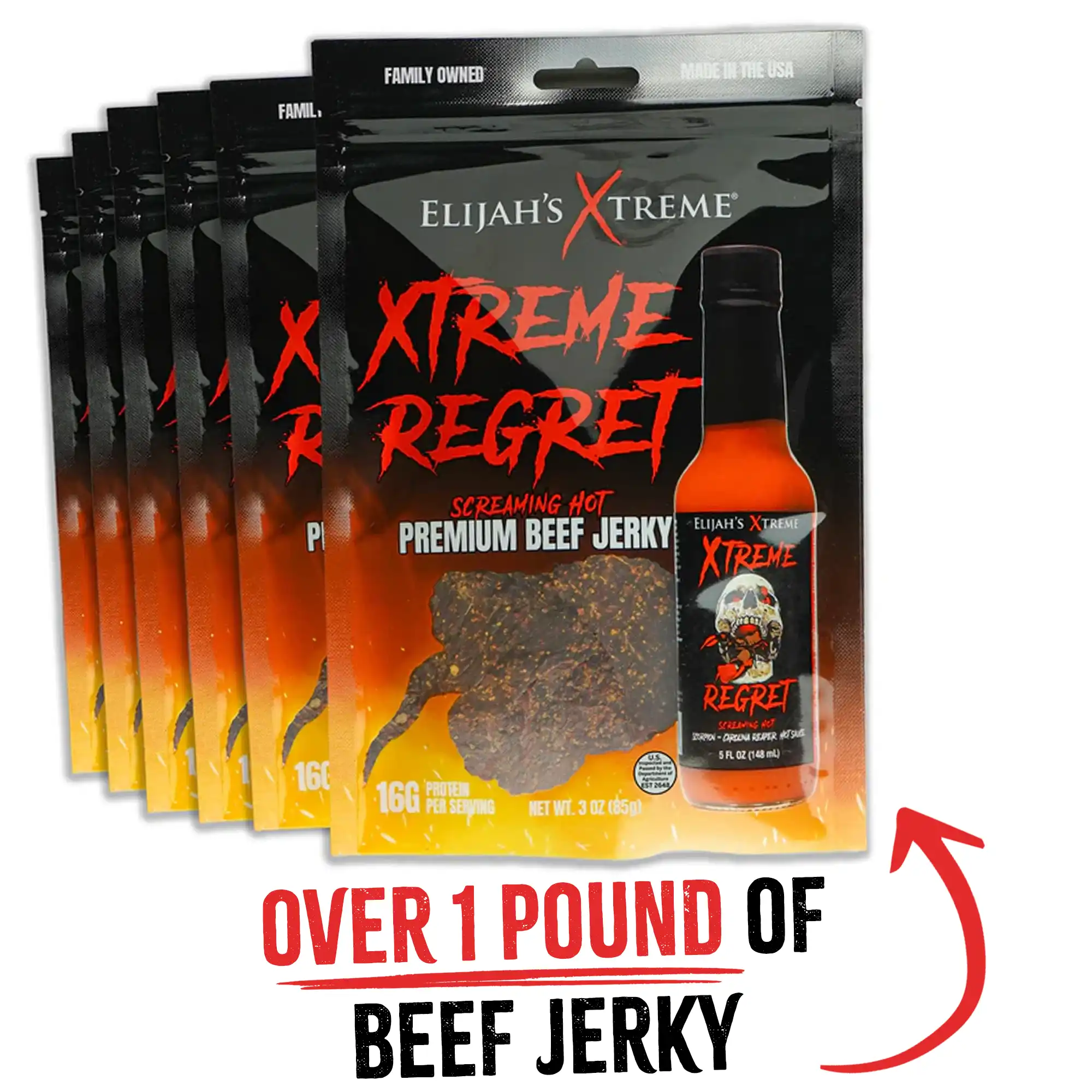 Xtreme Regret Spicy Beef Jerky - 6 bags (1lb) - Image 6